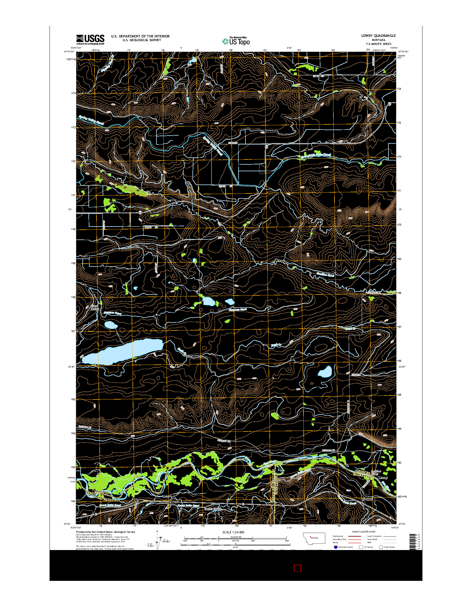 USGS US TOPO 7.5-MINUTE MAP FOR LOWRY, MT 2014