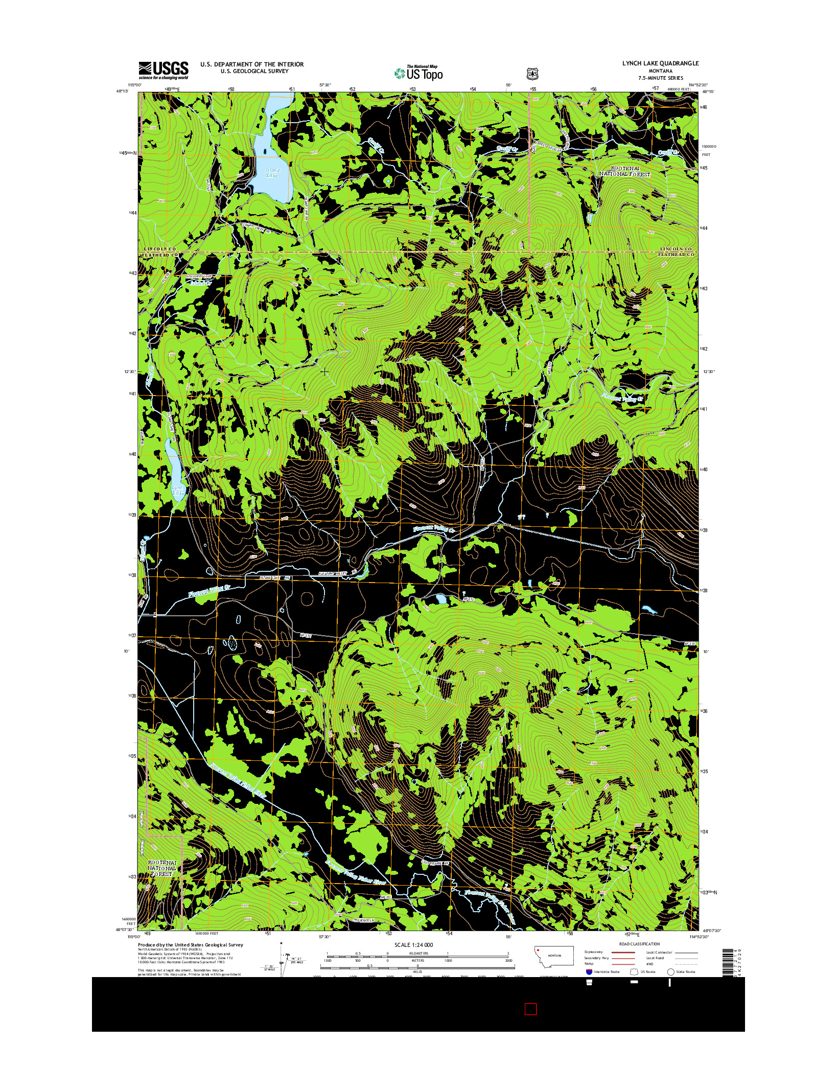 USGS US TOPO 7.5-MINUTE MAP FOR LYNCH LAKE, MT 2014