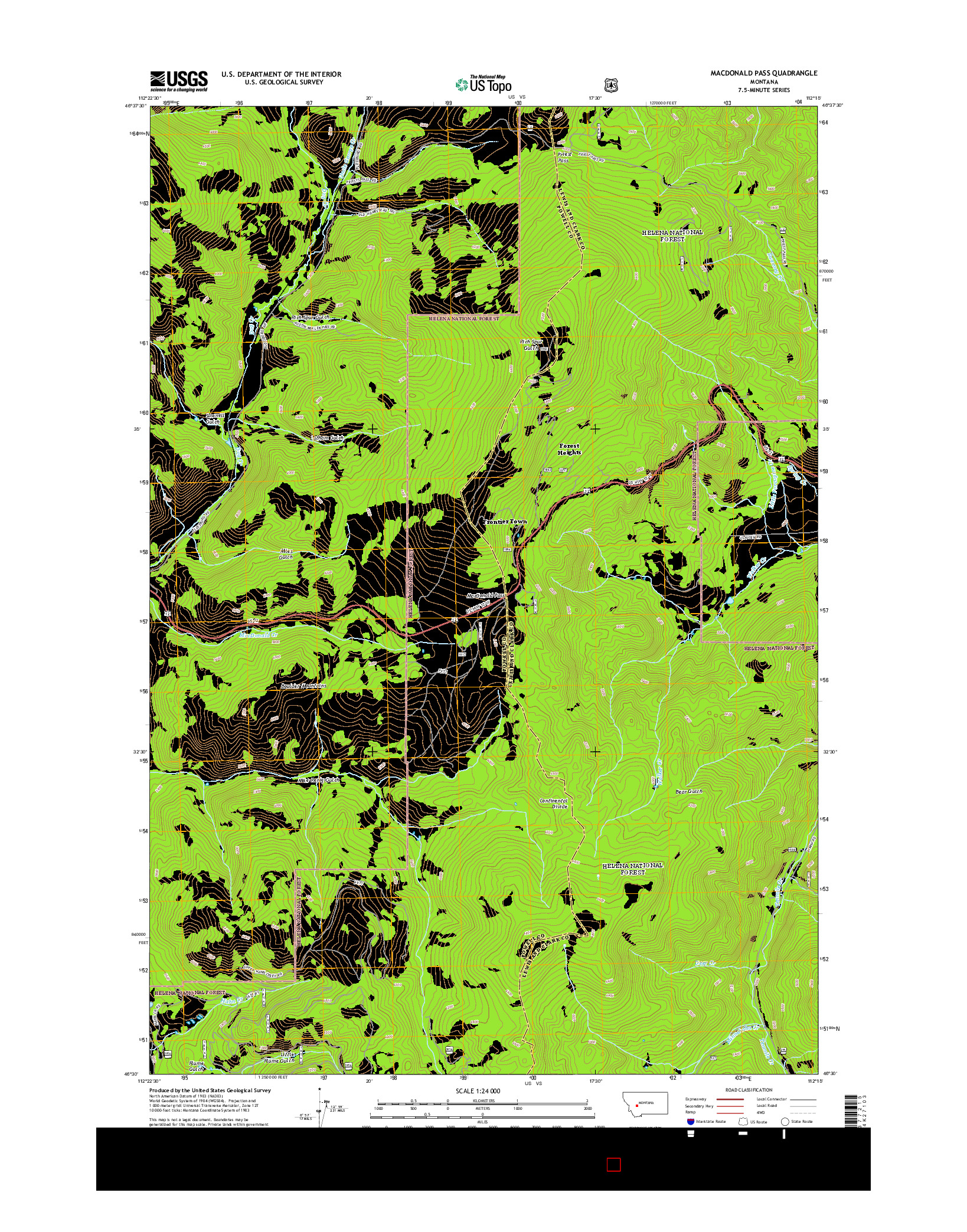 USGS US TOPO 7.5-MINUTE MAP FOR MACDONALD PASS, MT 2014