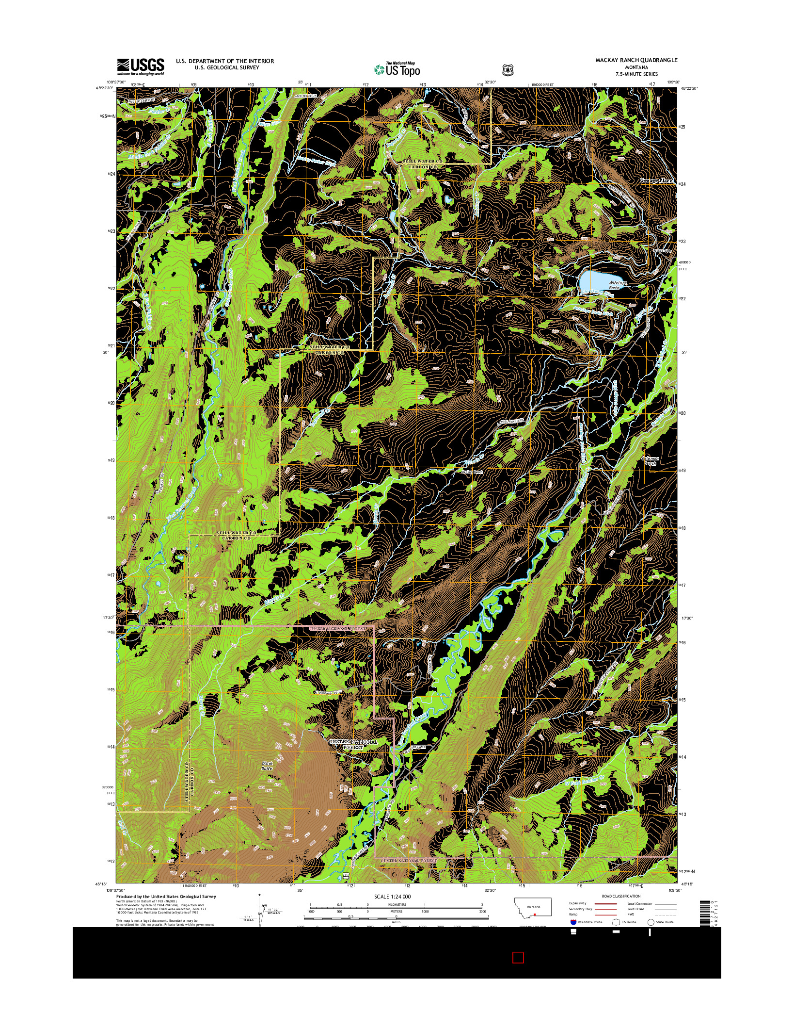USGS US TOPO 7.5-MINUTE MAP FOR MACKAY RANCH, MT 2014