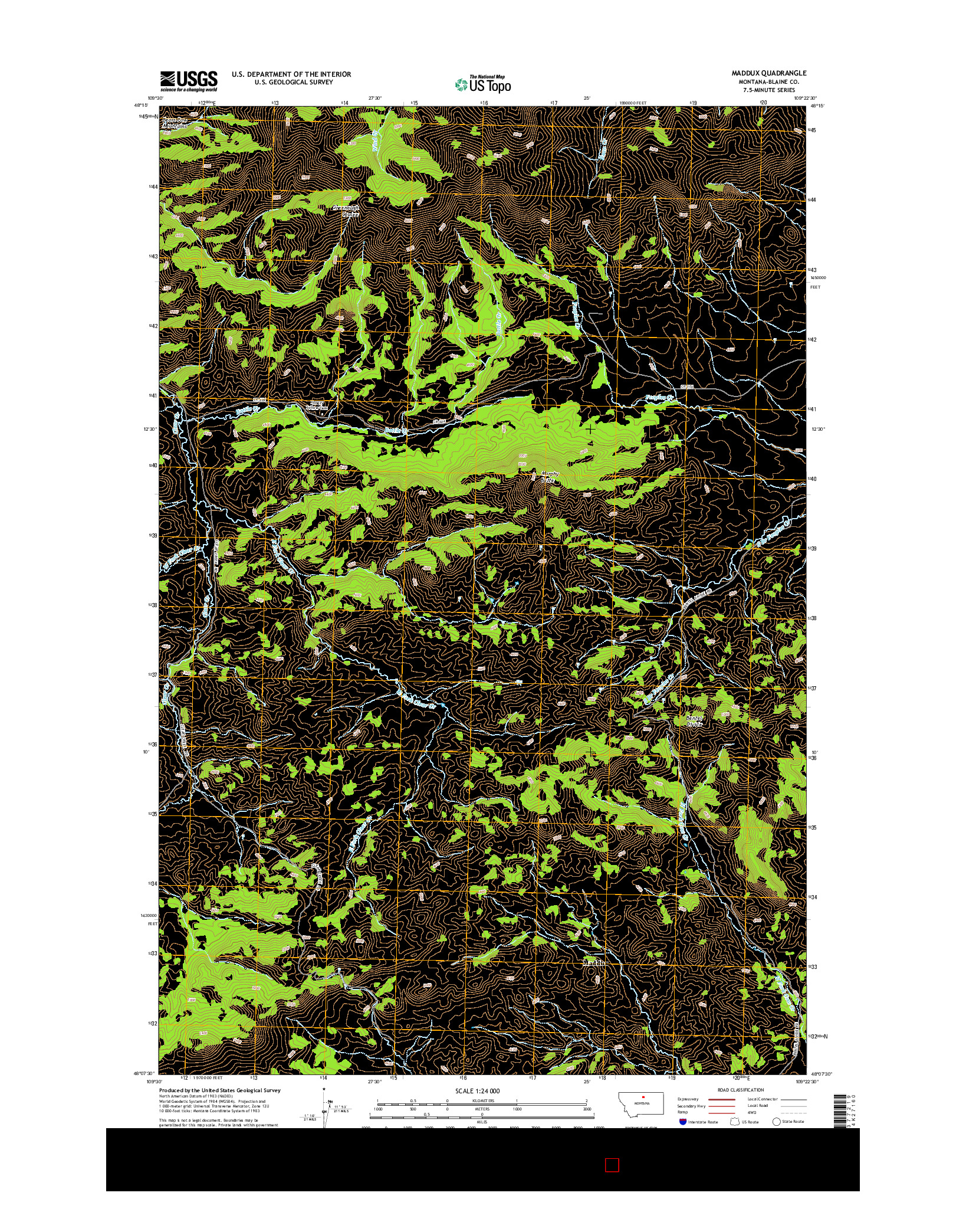 USGS US TOPO 7.5-MINUTE MAP FOR MADDUX, MT 2014