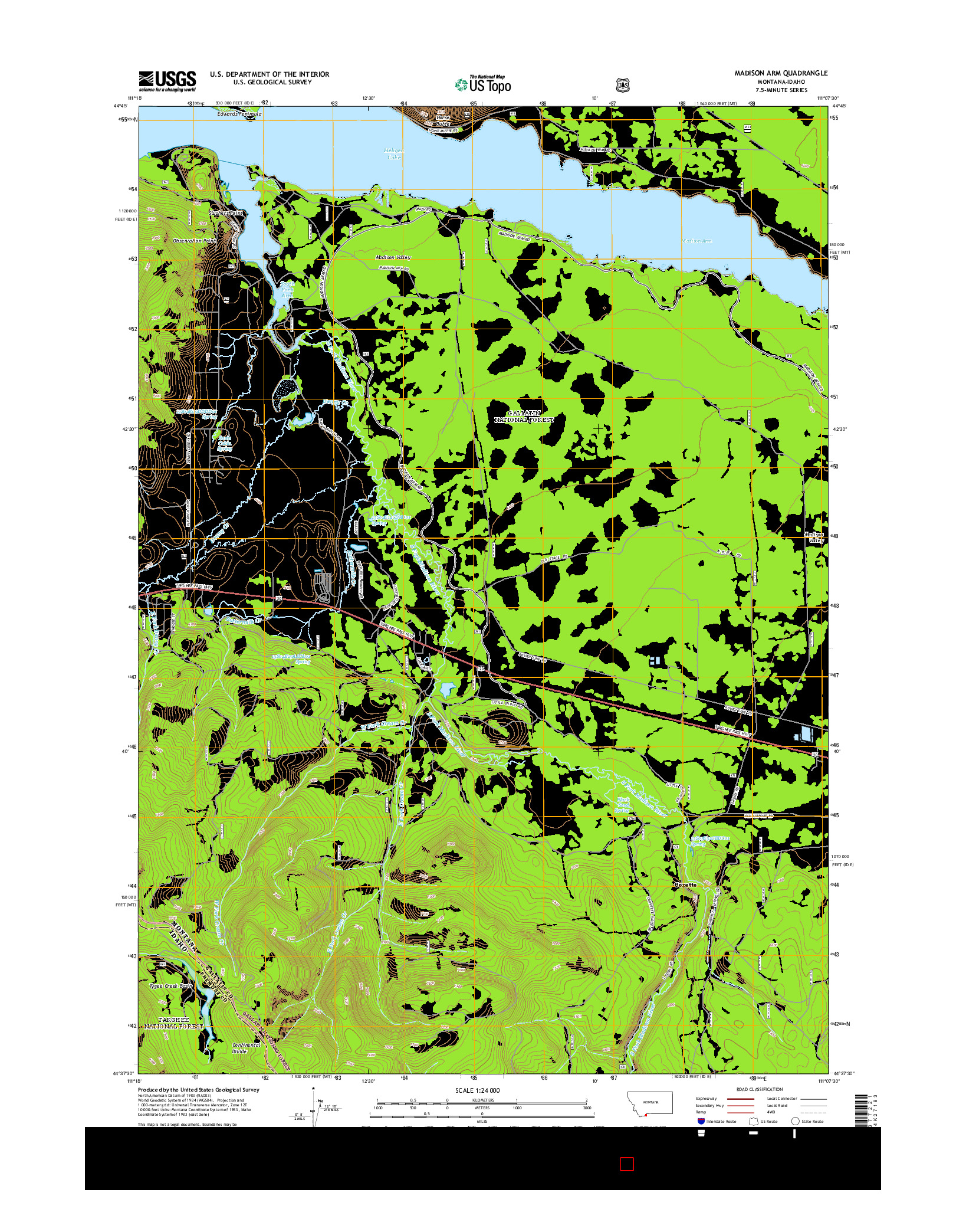 USGS US TOPO 7.5-MINUTE MAP FOR MADISON ARM, MT-ID 2014