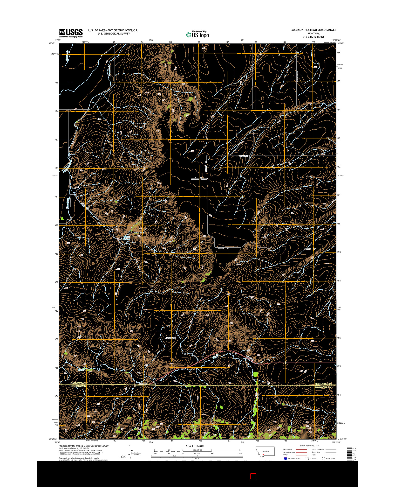 USGS US TOPO 7.5-MINUTE MAP FOR MADISON PLATEAU, MT 2014