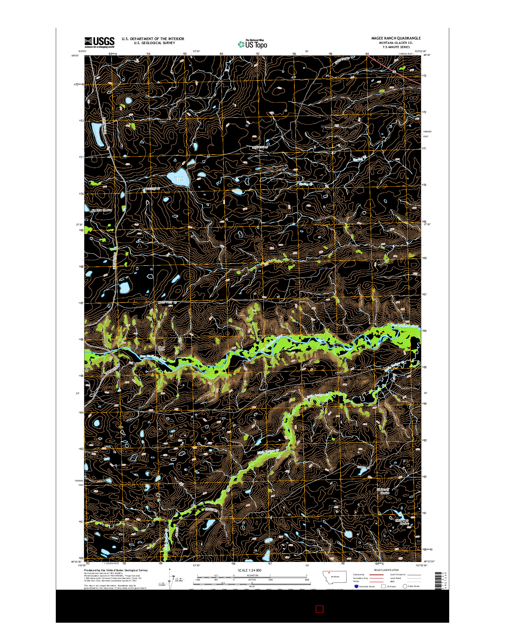 USGS US TOPO 7.5-MINUTE MAP FOR MAGEE RANCH, MT 2014