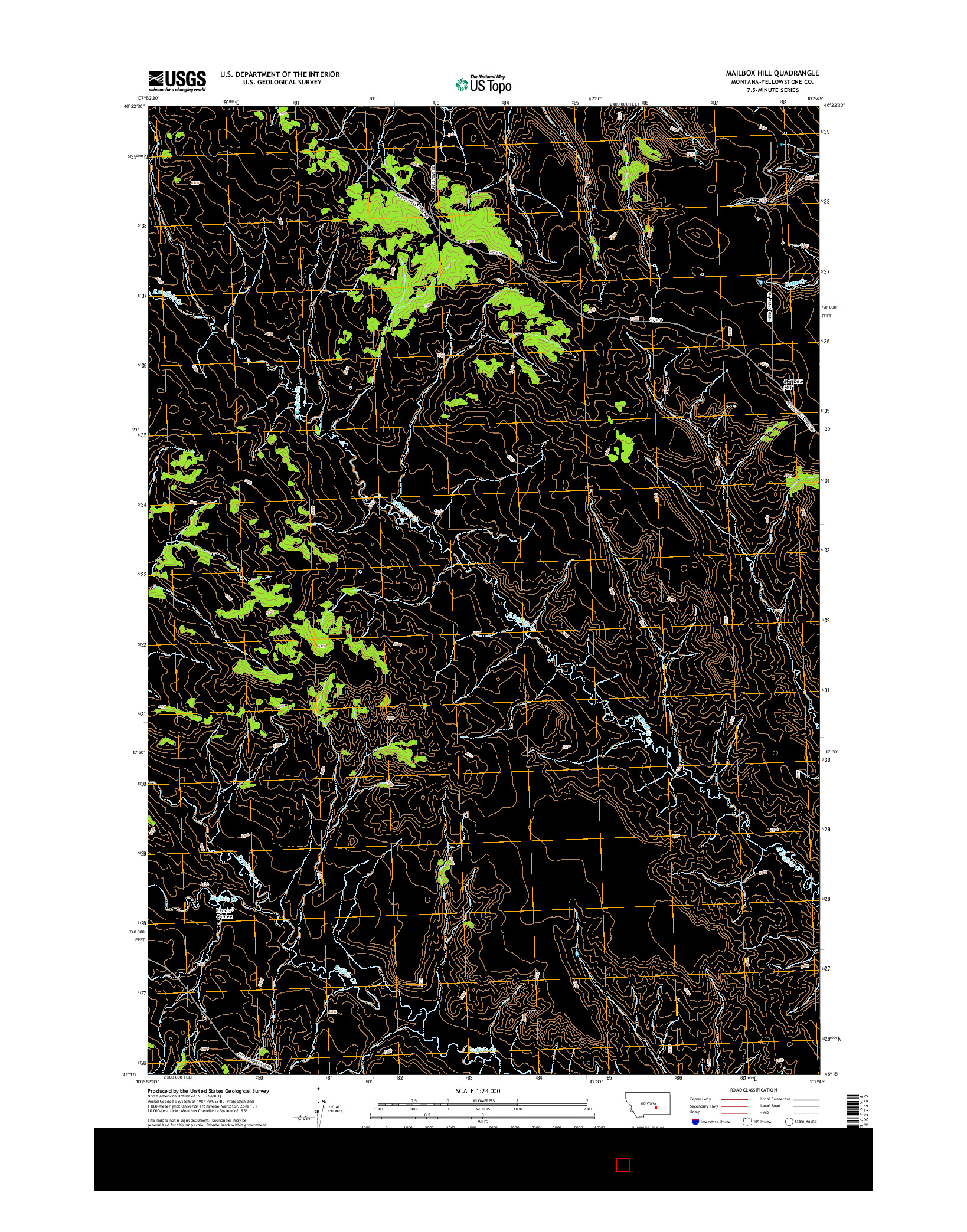 USGS US TOPO 7.5-MINUTE MAP FOR MAILBOX HILL, MT 2014
