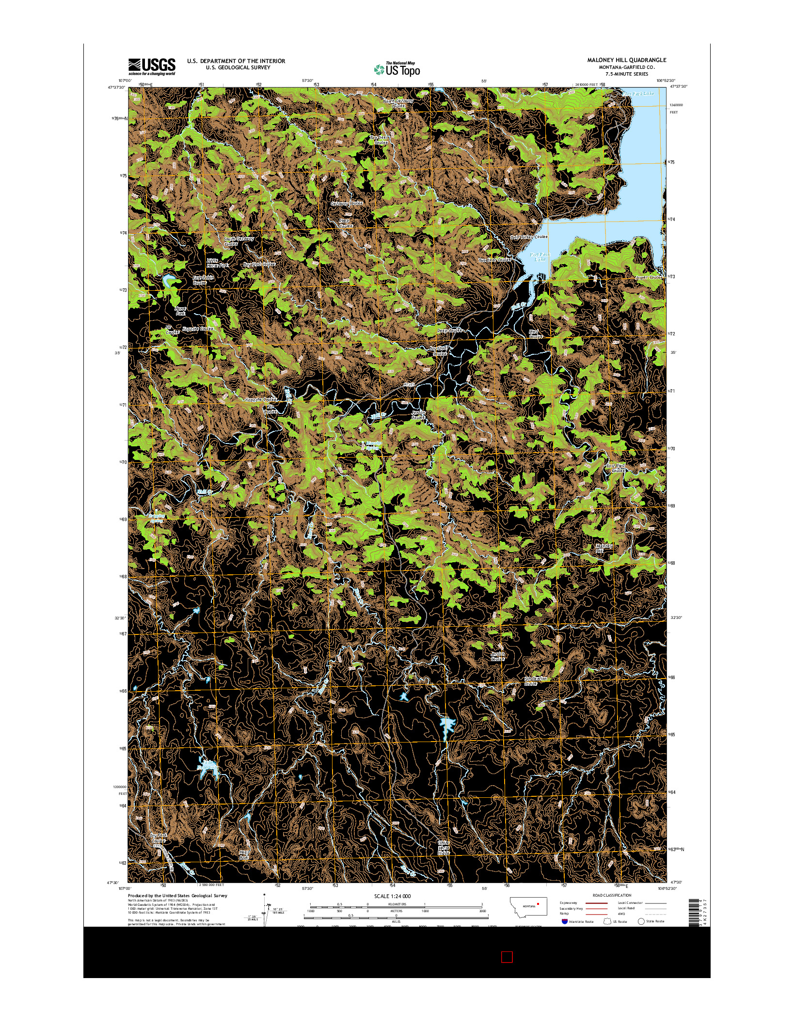 USGS US TOPO 7.5-MINUTE MAP FOR MALONEY HILL, MT 2014