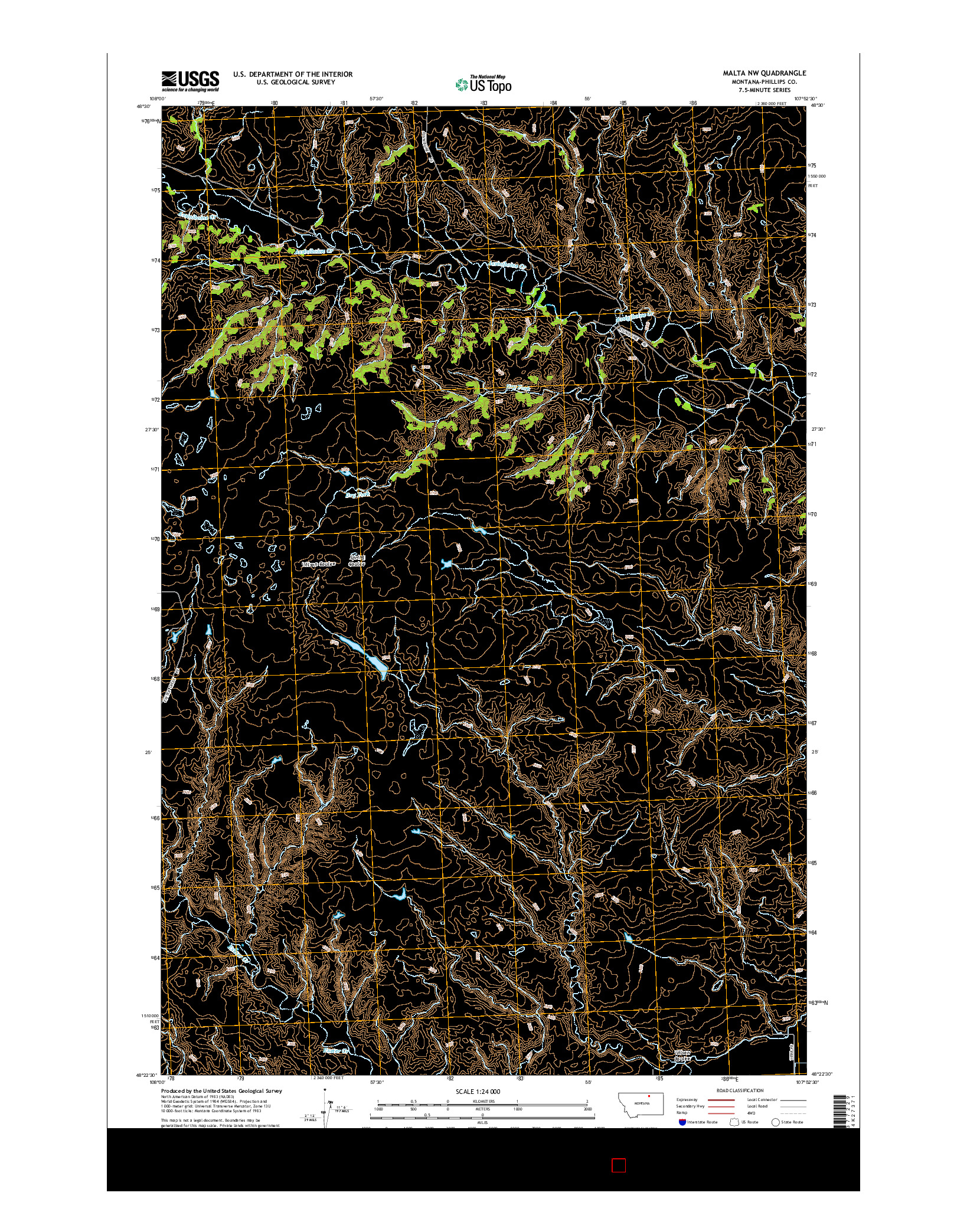 USGS US TOPO 7.5-MINUTE MAP FOR MALTA NW, MT 2014