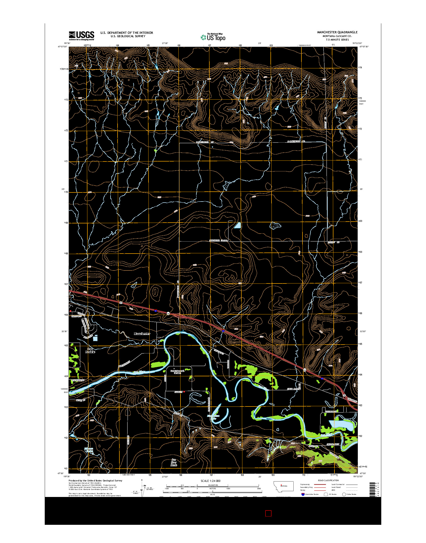 USGS US TOPO 7.5-MINUTE MAP FOR MANCHESTER, MT 2014