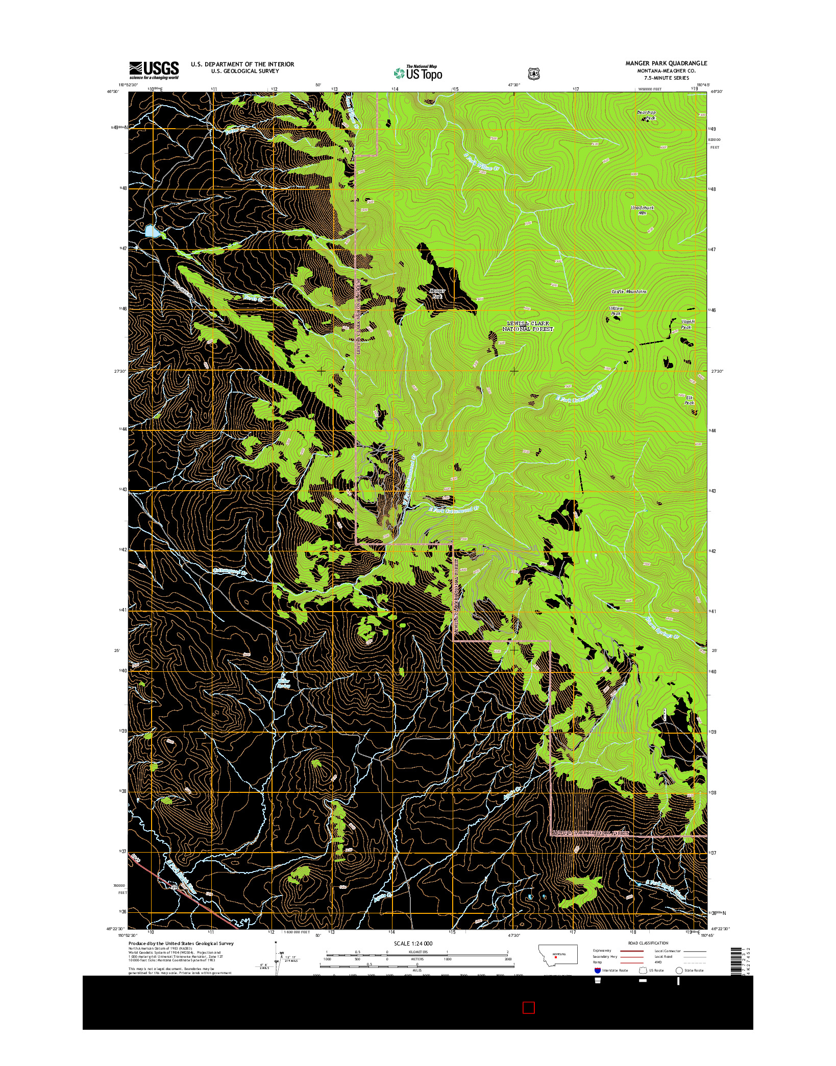 USGS US TOPO 7.5-MINUTE MAP FOR MANGER PARK, MT 2014