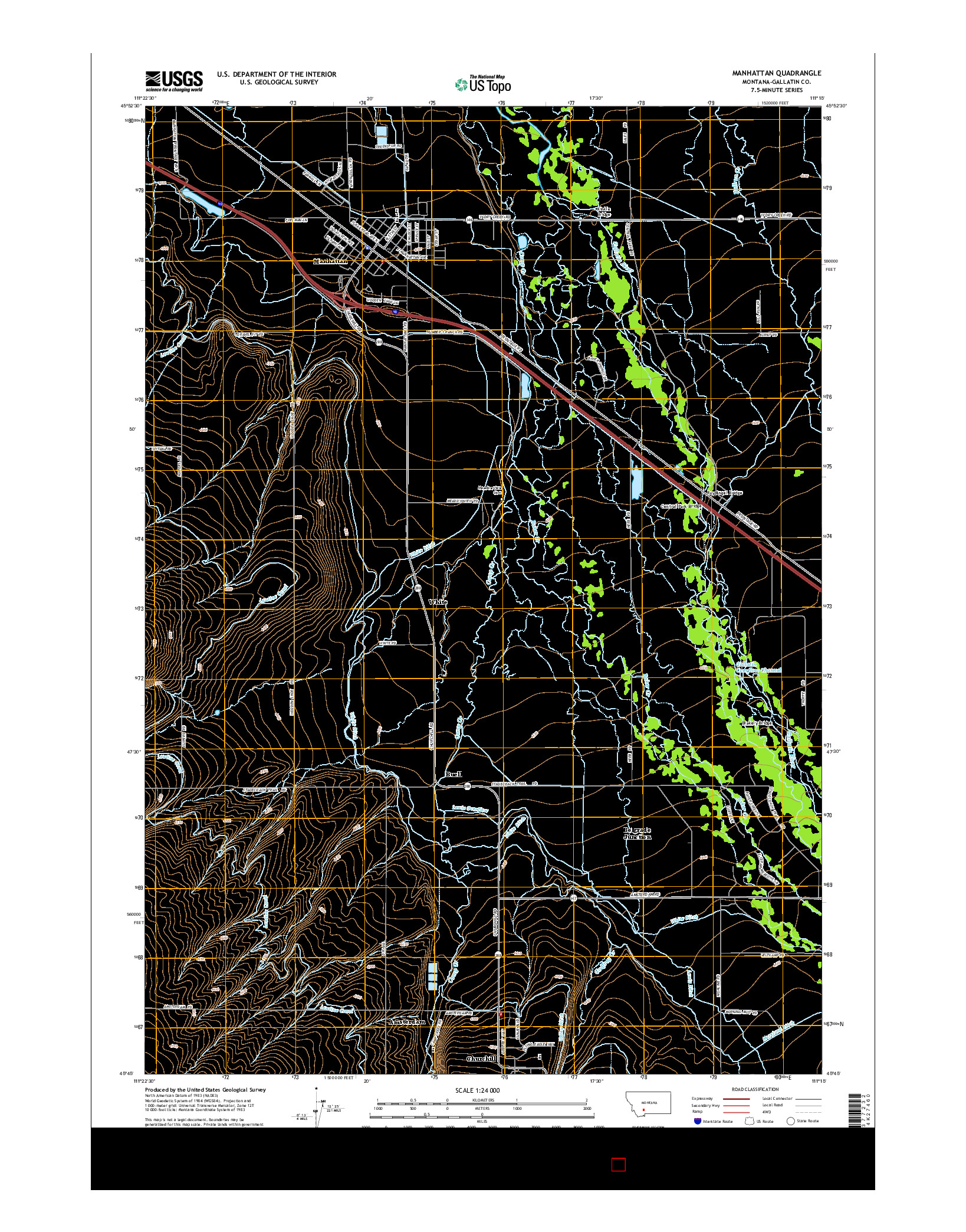 USGS US TOPO 7.5-MINUTE MAP FOR MANHATTAN, MT 2014