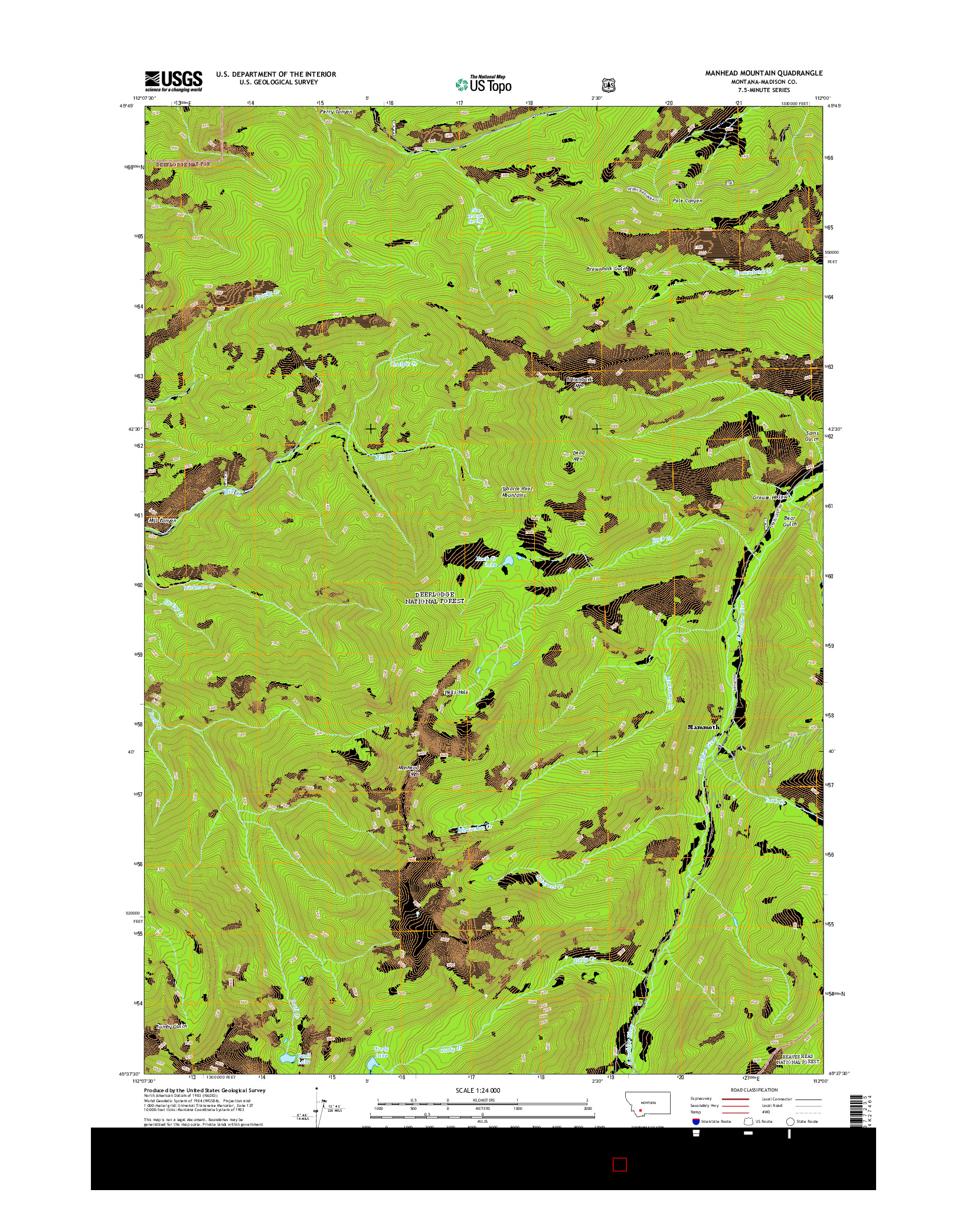 USGS US TOPO 7.5-MINUTE MAP FOR MANHEAD MOUNTAIN, MT 2014