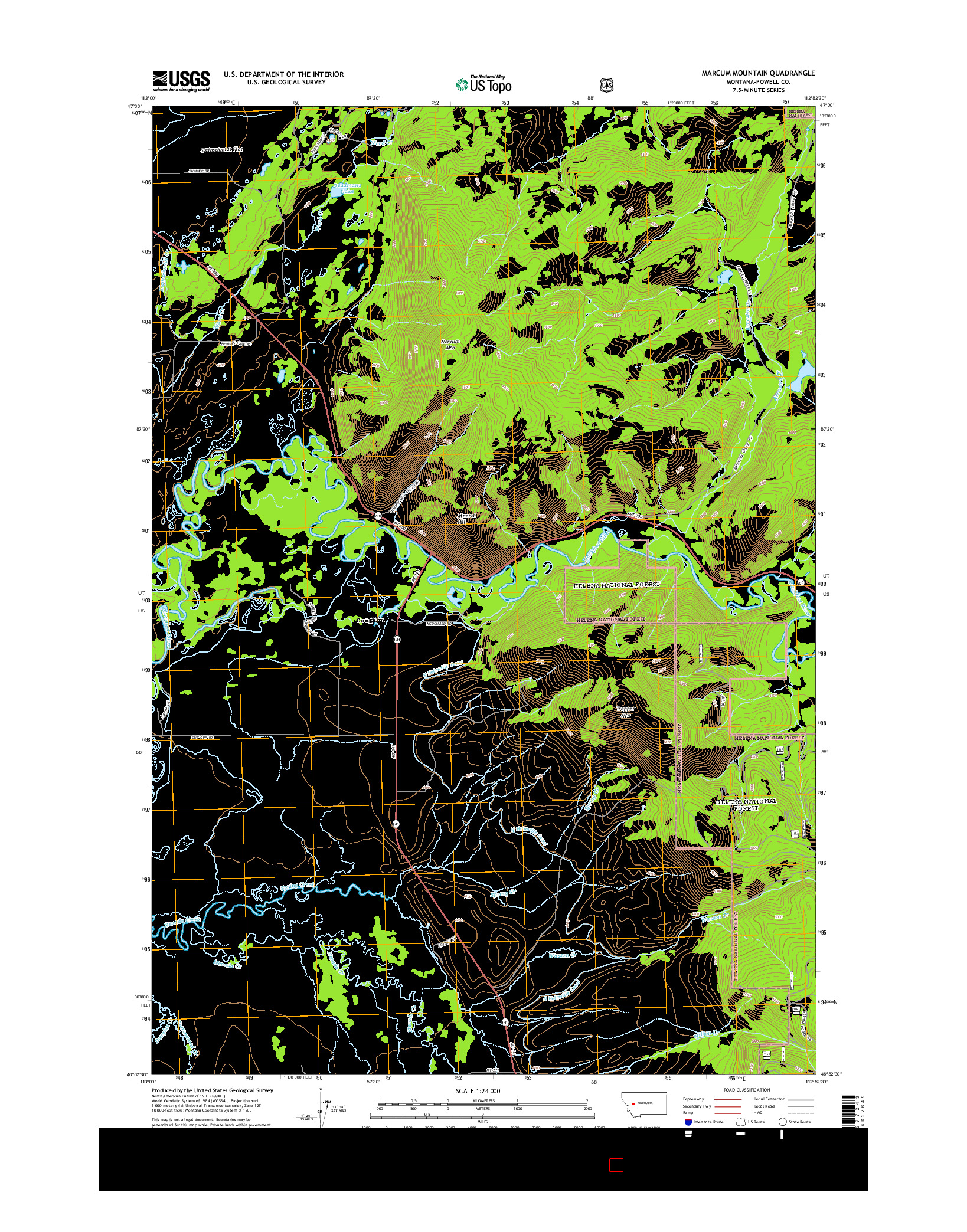 USGS US TOPO 7.5-MINUTE MAP FOR MARCUM MOUNTAIN, MT 2014