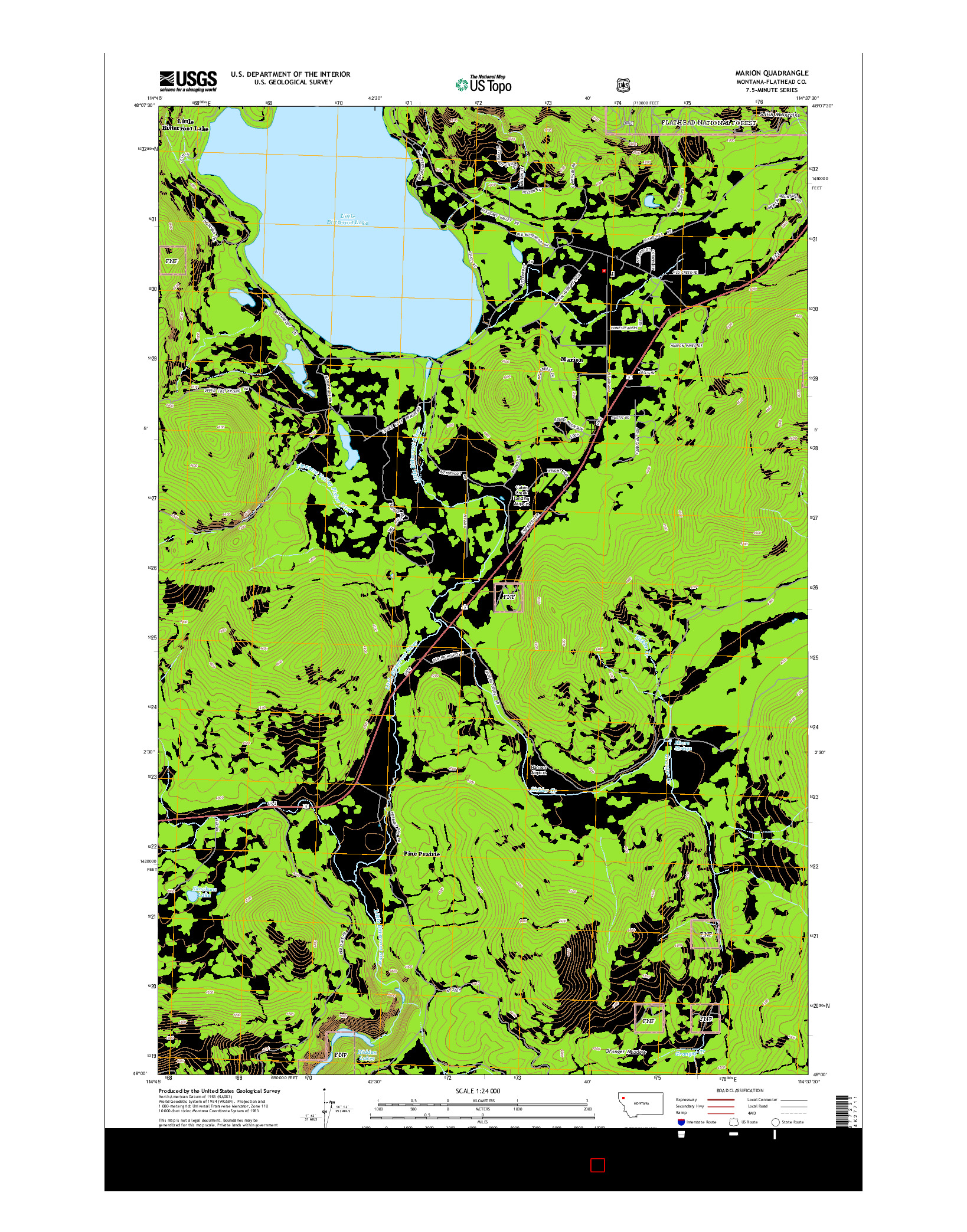 USGS US TOPO 7.5-MINUTE MAP FOR MARION, MT 2014