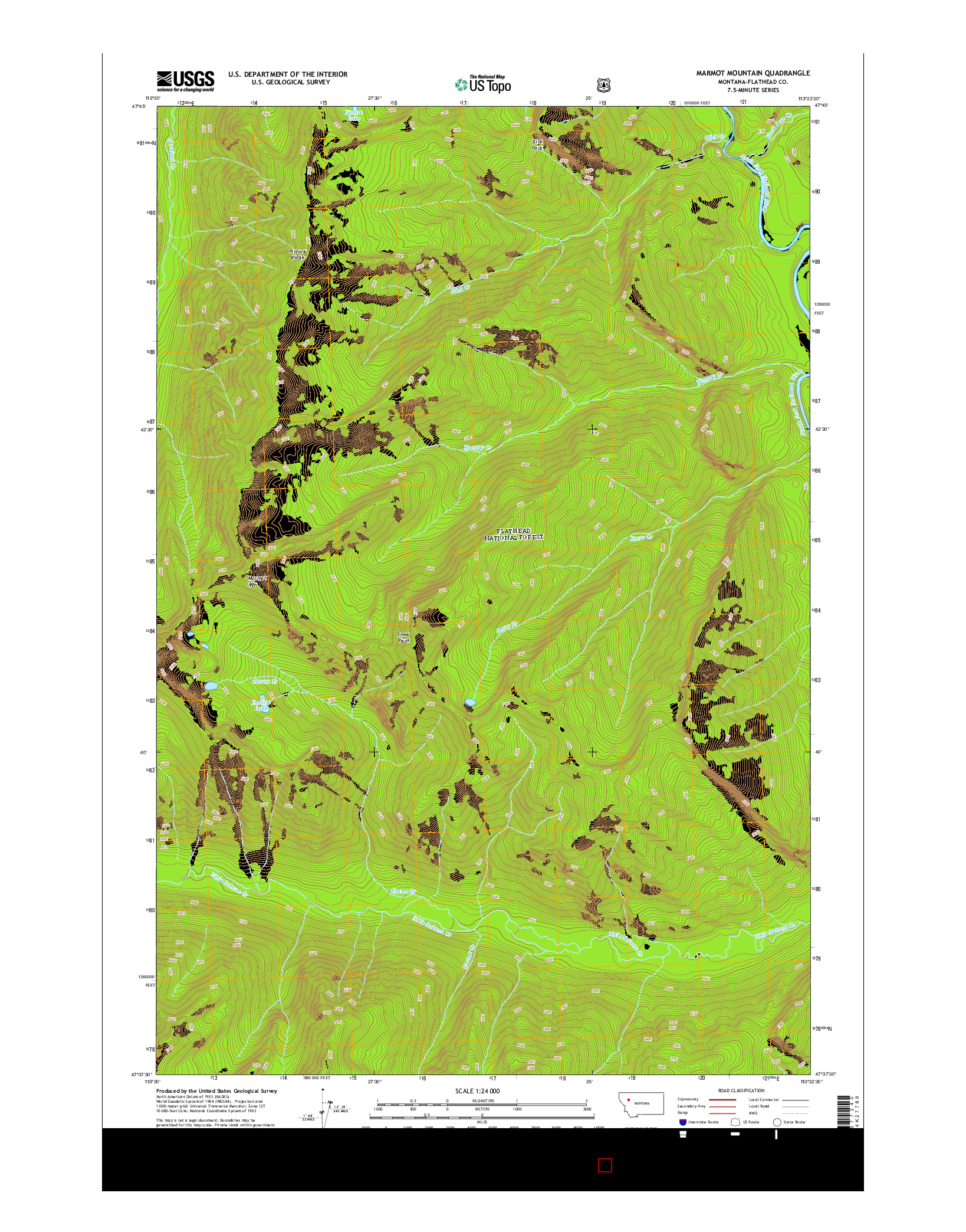 USGS US TOPO 7.5-MINUTE MAP FOR MARMOT MOUNTAIN, MT 2014