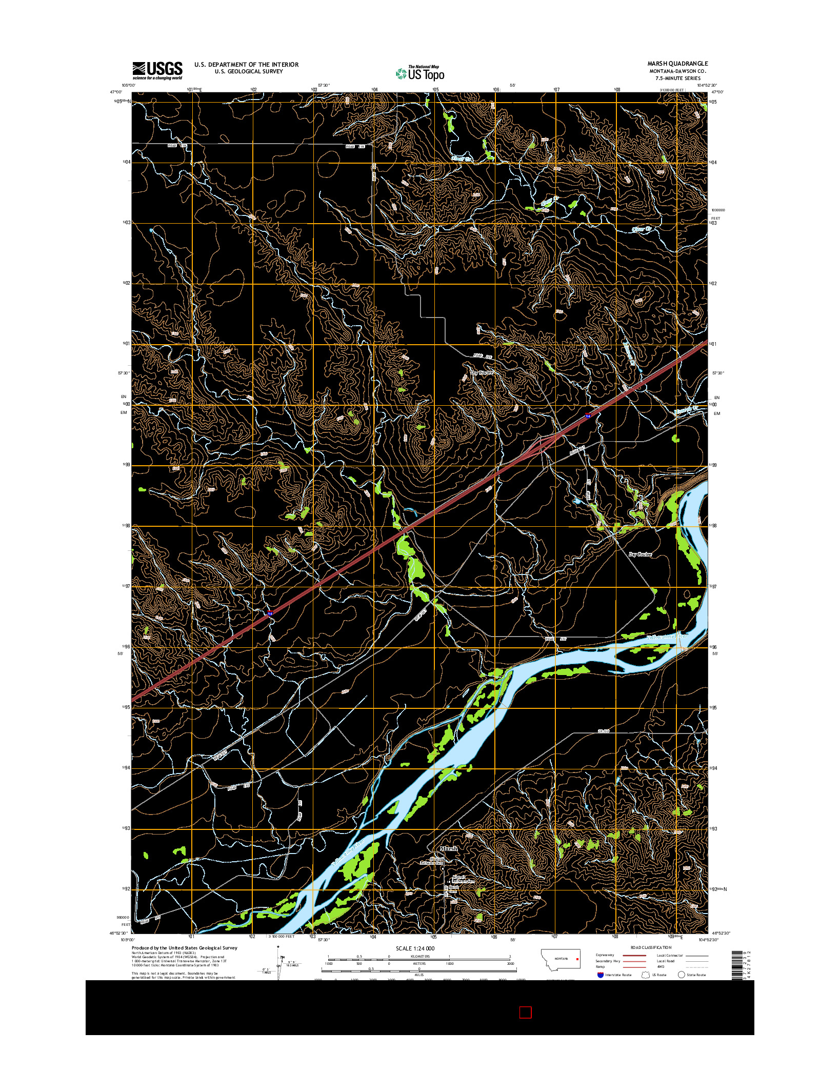 USGS US TOPO 7.5-MINUTE MAP FOR MARSH, MT 2014