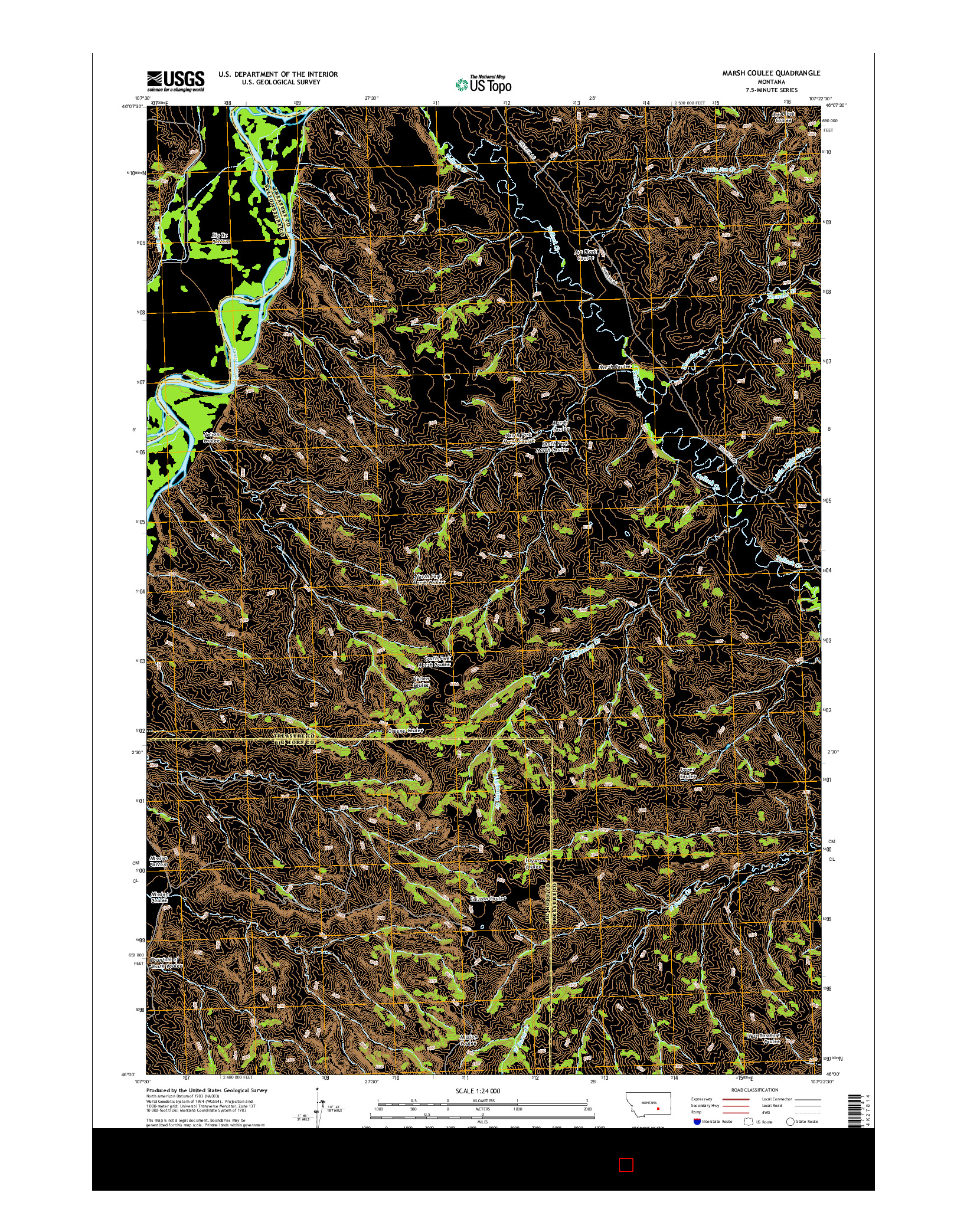 USGS US TOPO 7.5-MINUTE MAP FOR MARSH COULEE, MT 2014