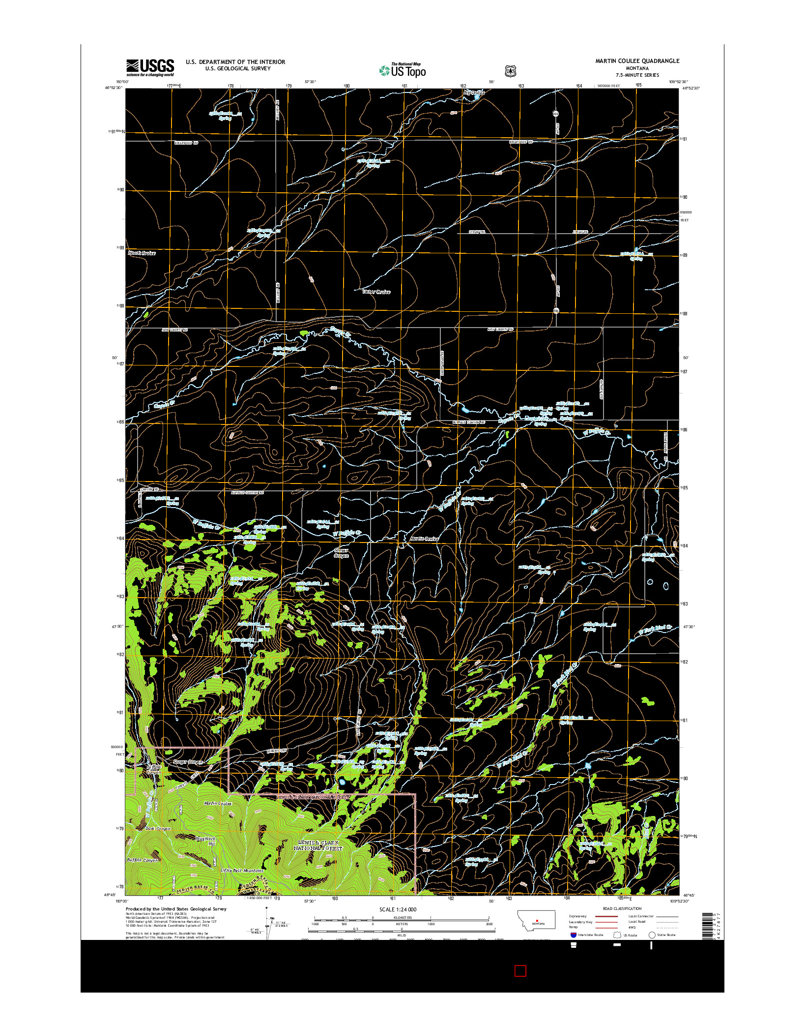 USGS US TOPO 7.5-MINUTE MAP FOR MARTIN COULEE, MT 2014
