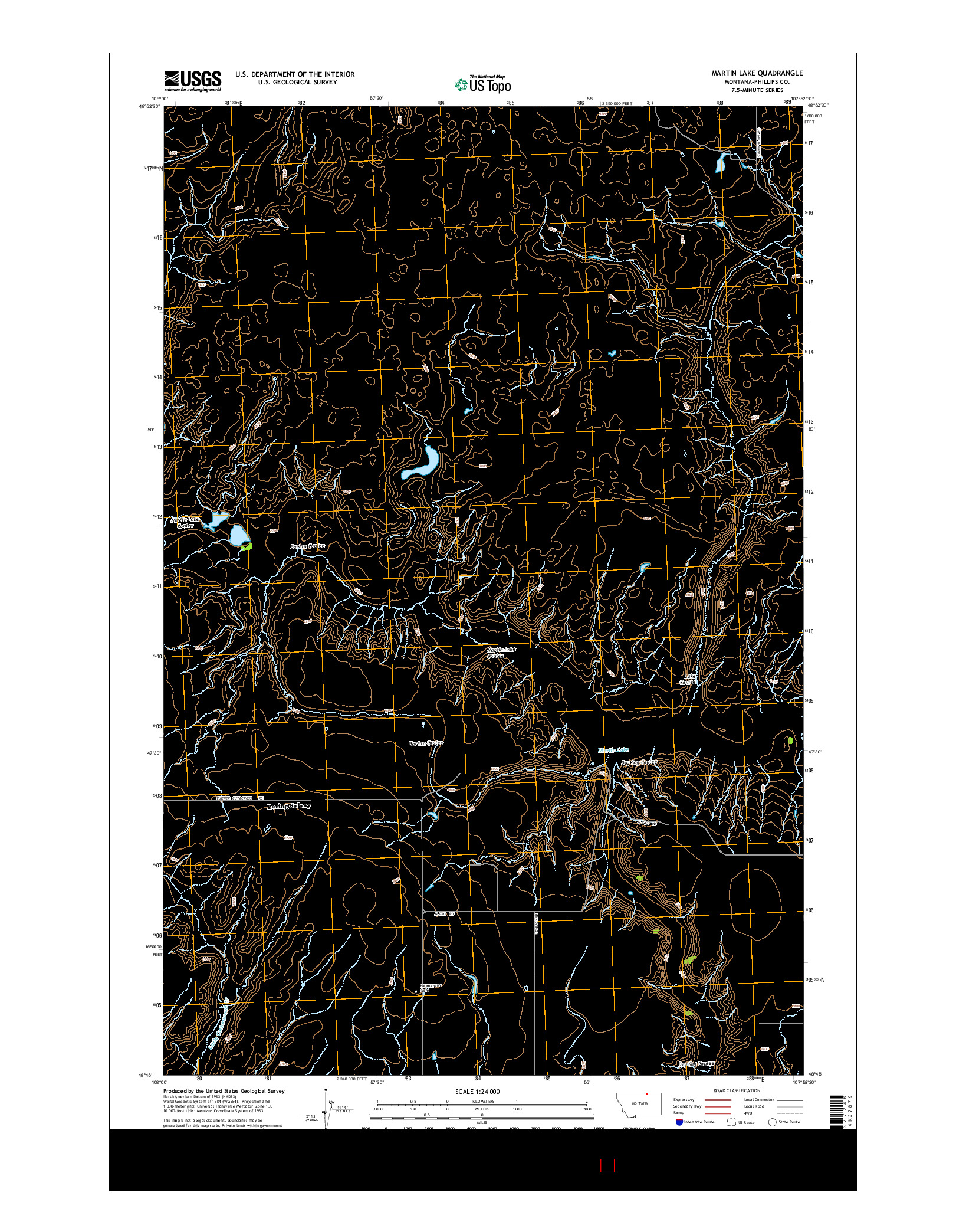 USGS US TOPO 7.5-MINUTE MAP FOR MARTIN LAKE, MT 2014