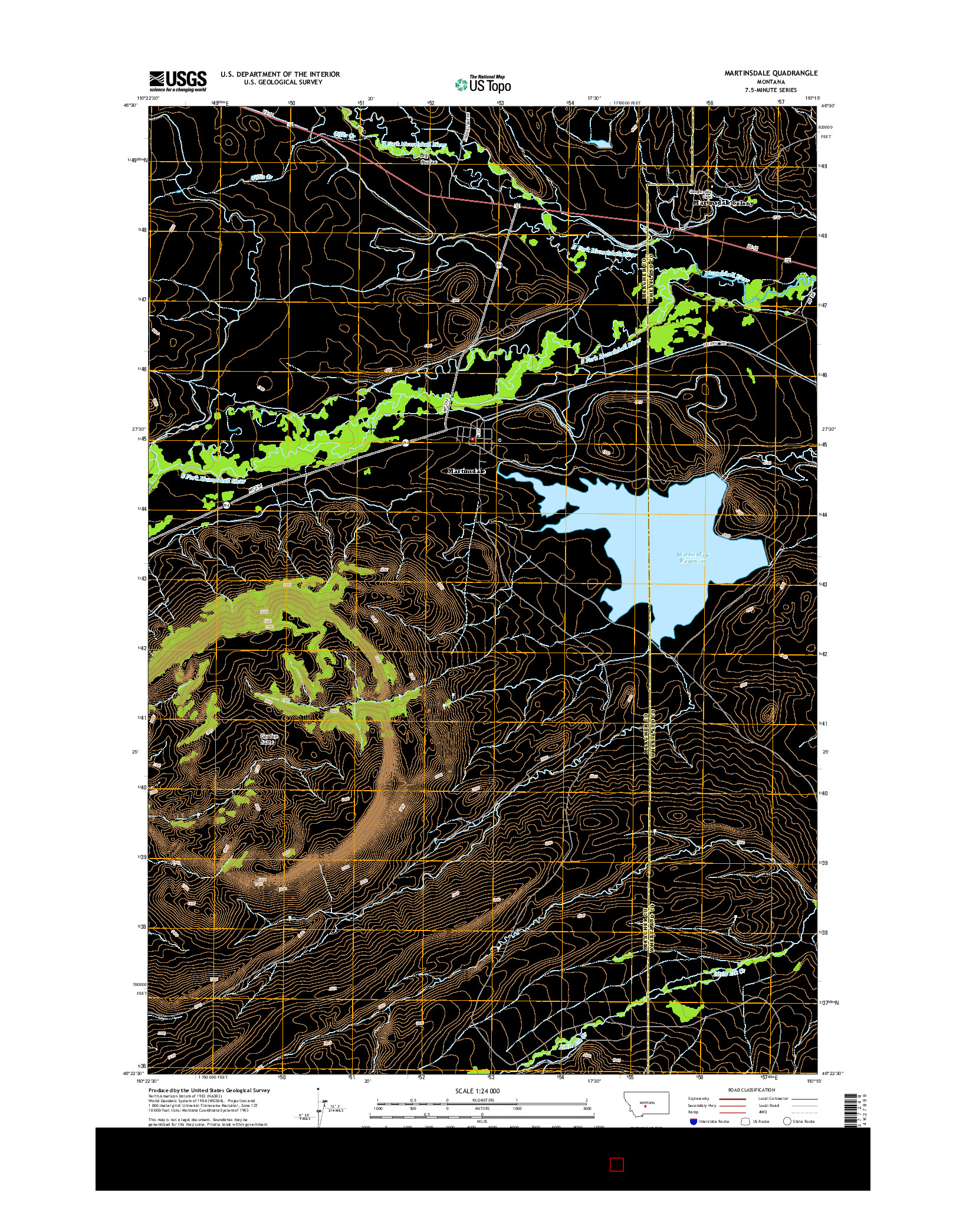 USGS US TOPO 7.5-MINUTE MAP FOR MARTINSDALE, MT 2014