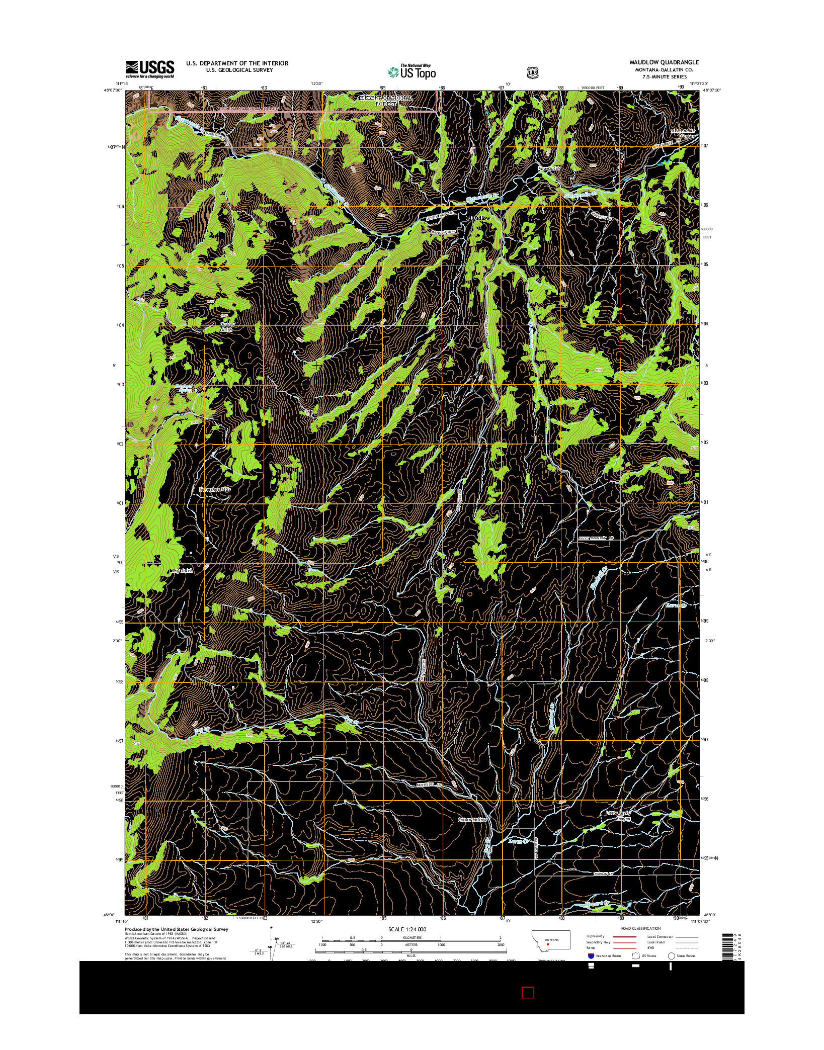 USGS US TOPO 7.5-MINUTE MAP FOR MAUDLOW, MT 2014