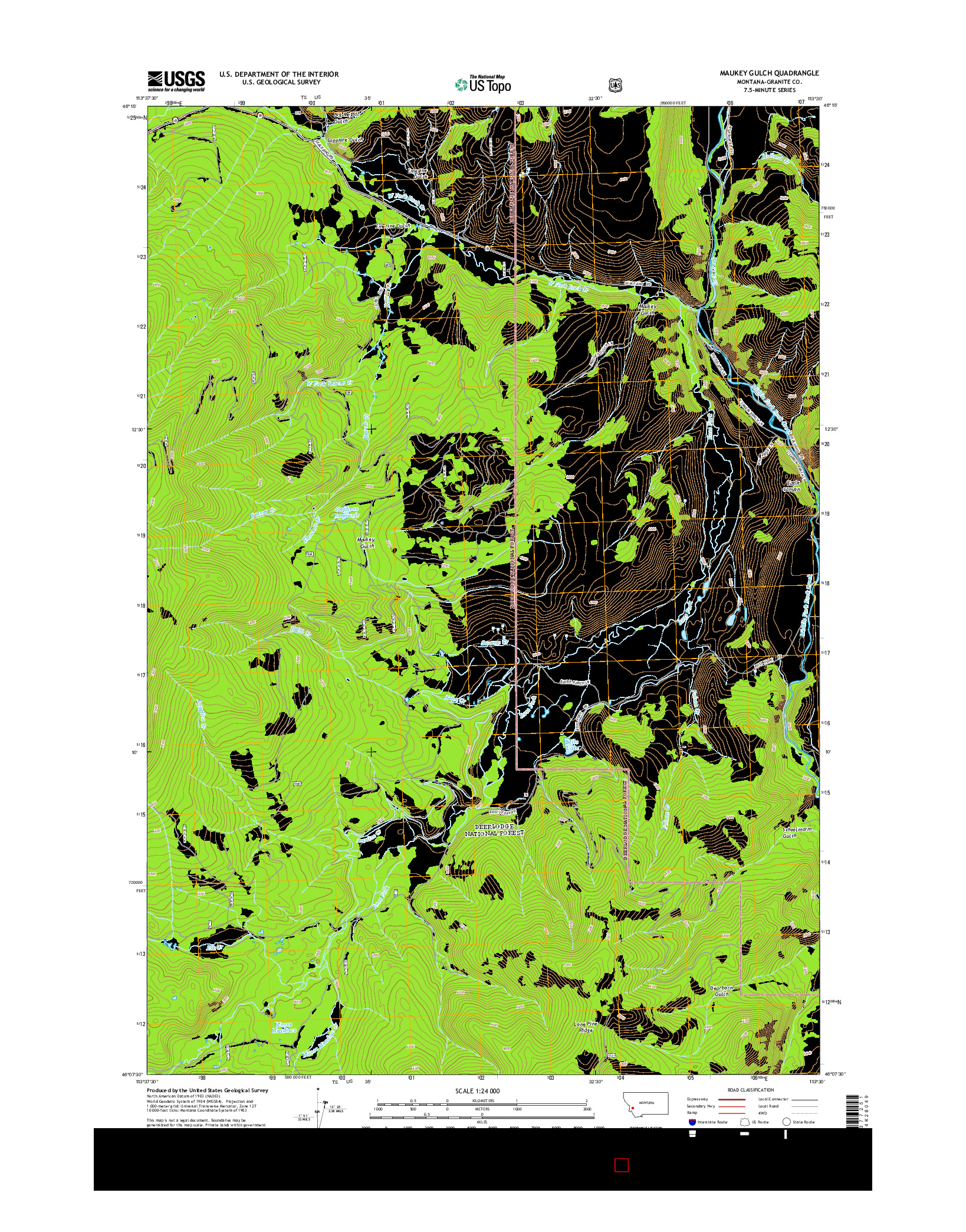 USGS US TOPO 7.5-MINUTE MAP FOR MAUKEY GULCH, MT 2014