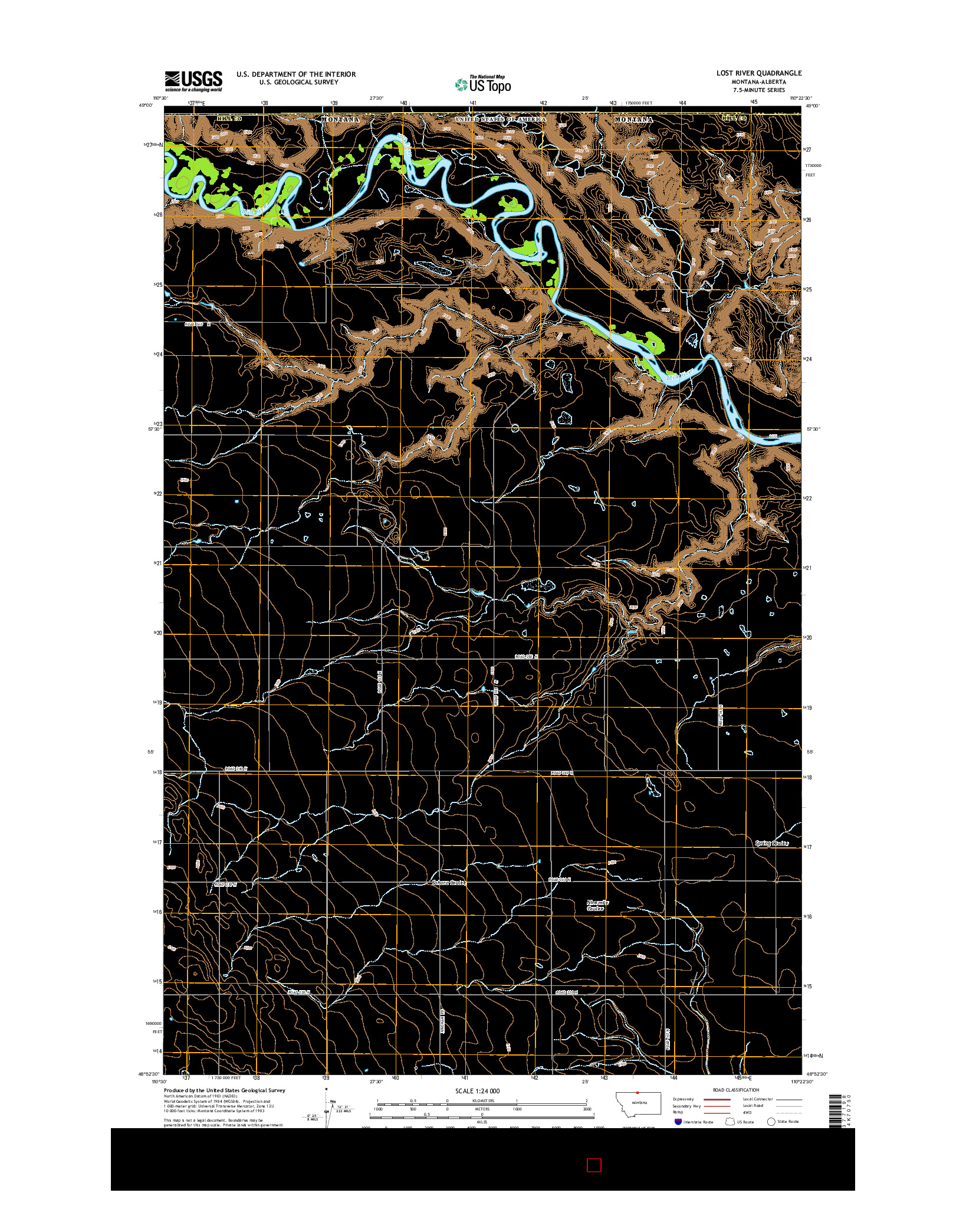 USGS US TOPO 7.5-MINUTE MAP FOR LOST RIVER, MT-AB 2014