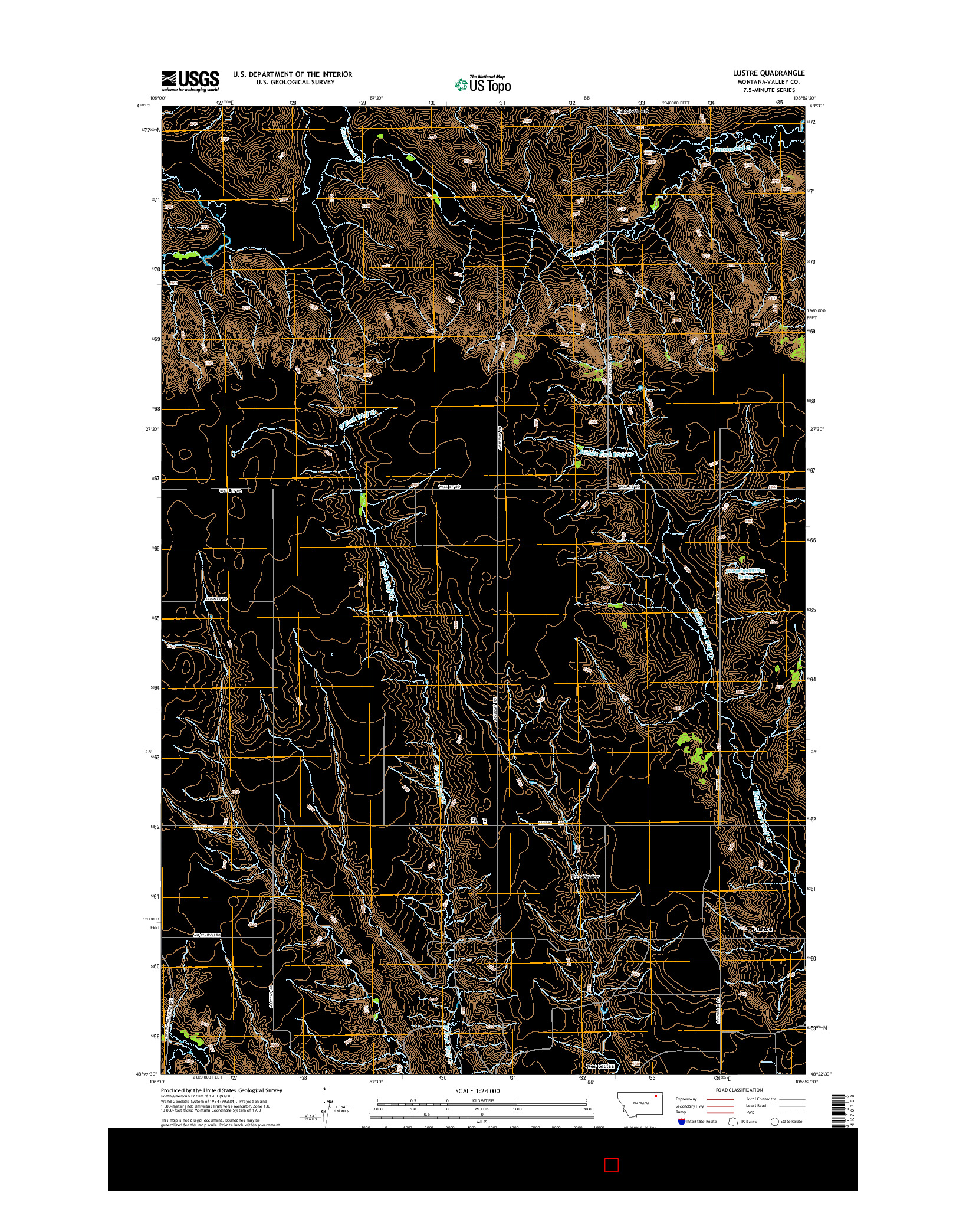 USGS US TOPO 7.5-MINUTE MAP FOR LUSTRE, MT 2014
