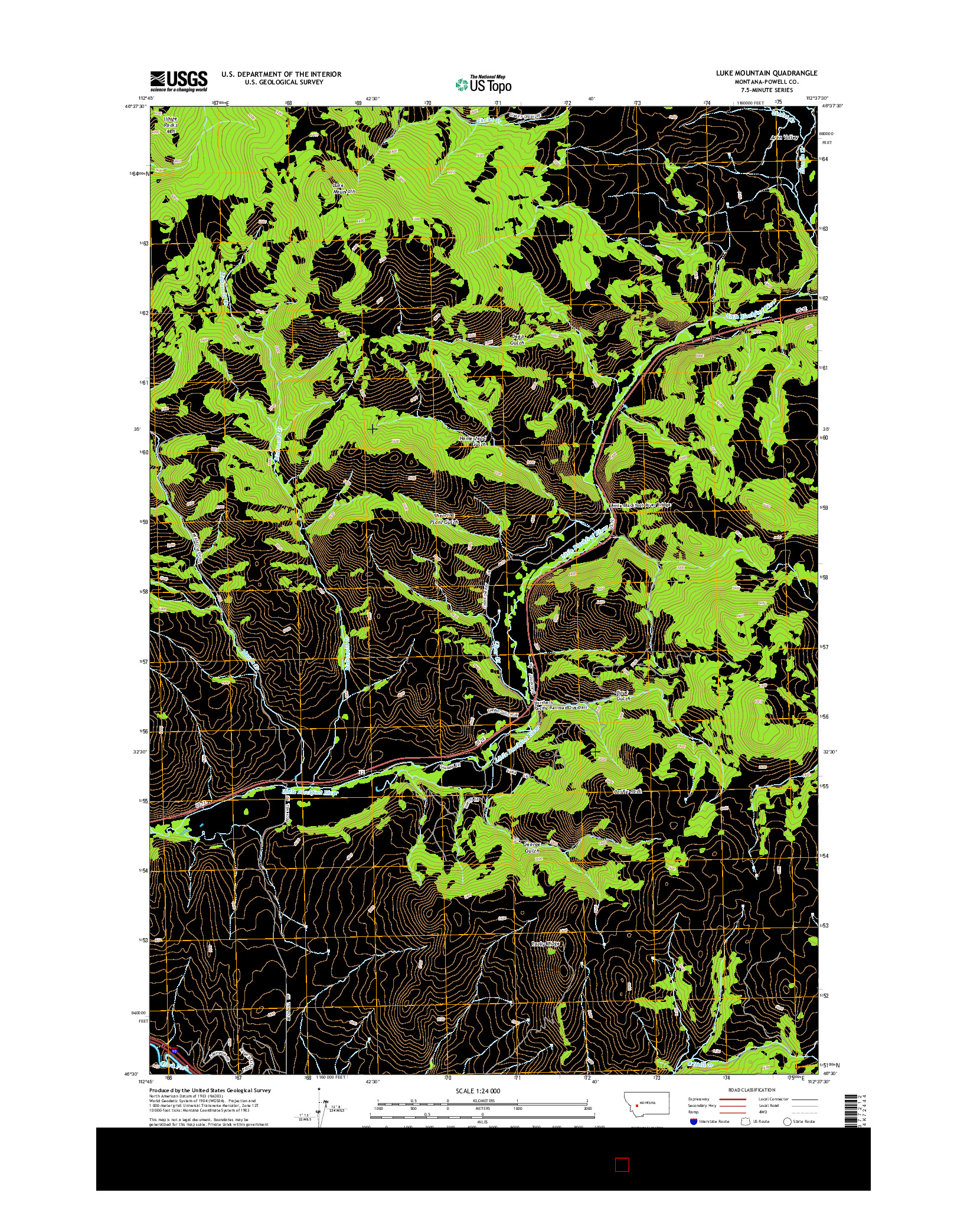 USGS US TOPO 7.5-MINUTE MAP FOR LUKE MOUNTAIN, MT 2014