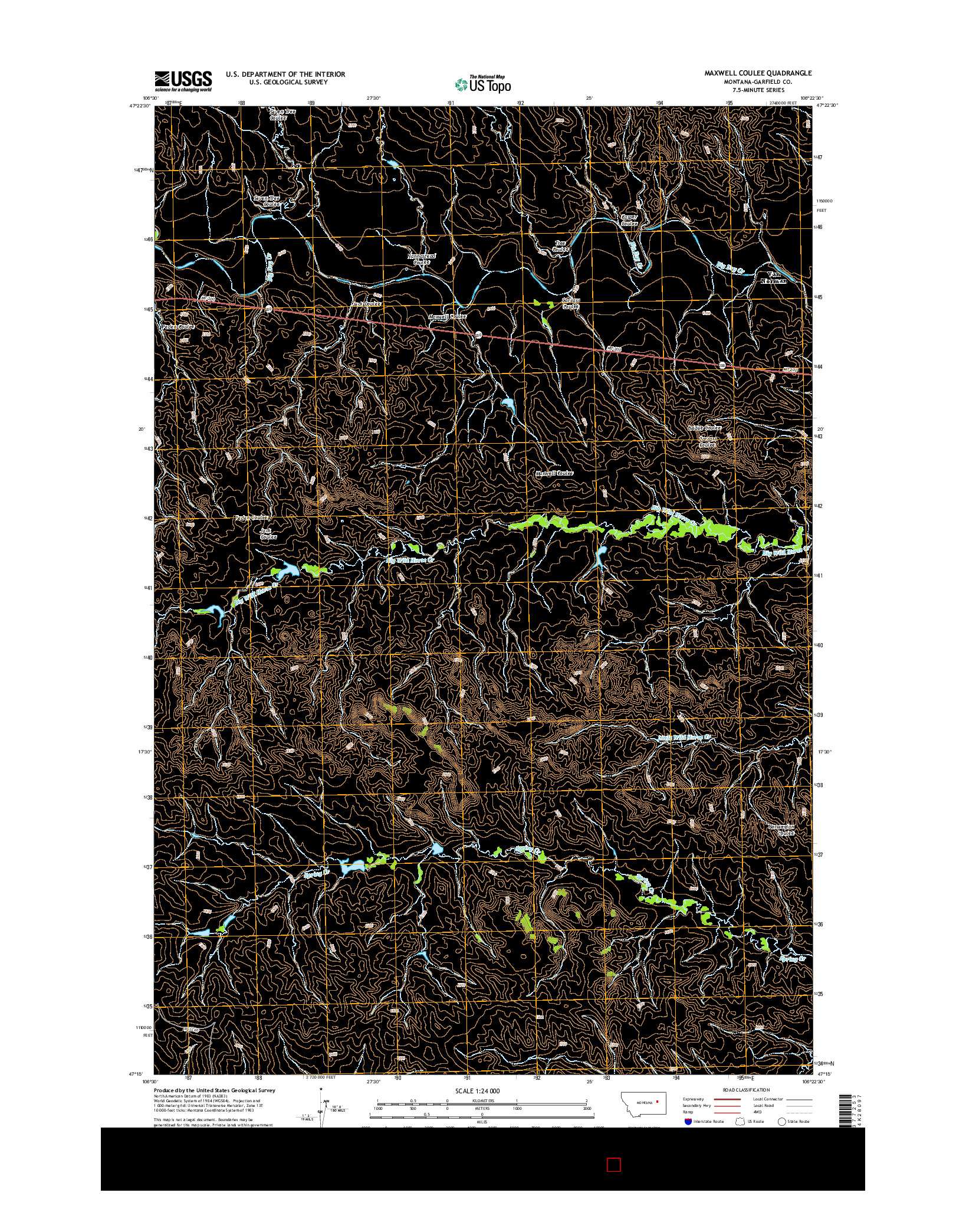 USGS US TOPO 7.5-MINUTE MAP FOR MAXWELL COULEE, MT 2014