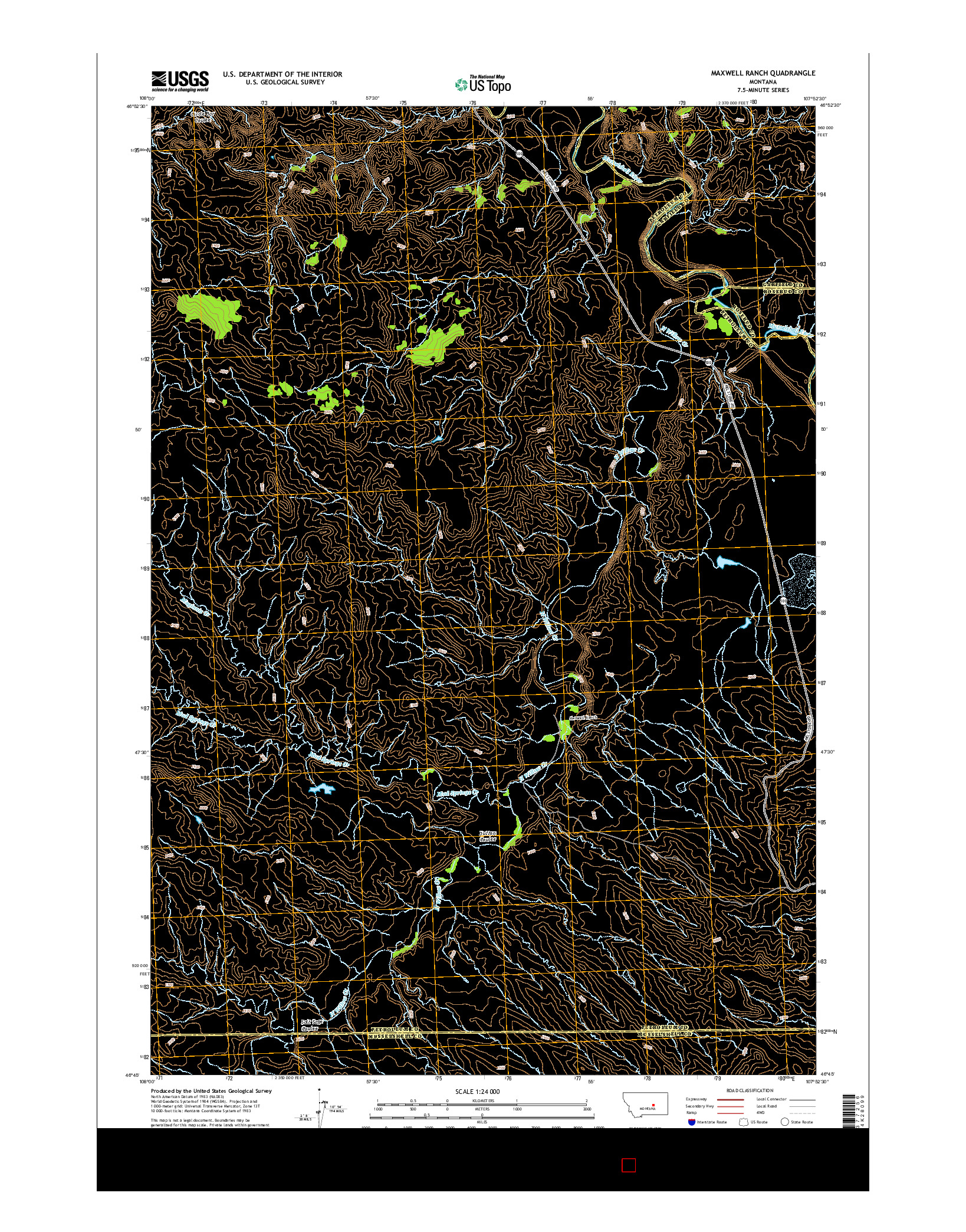 USGS US TOPO 7.5-MINUTE MAP FOR MAXWELL RANCH, MT 2014