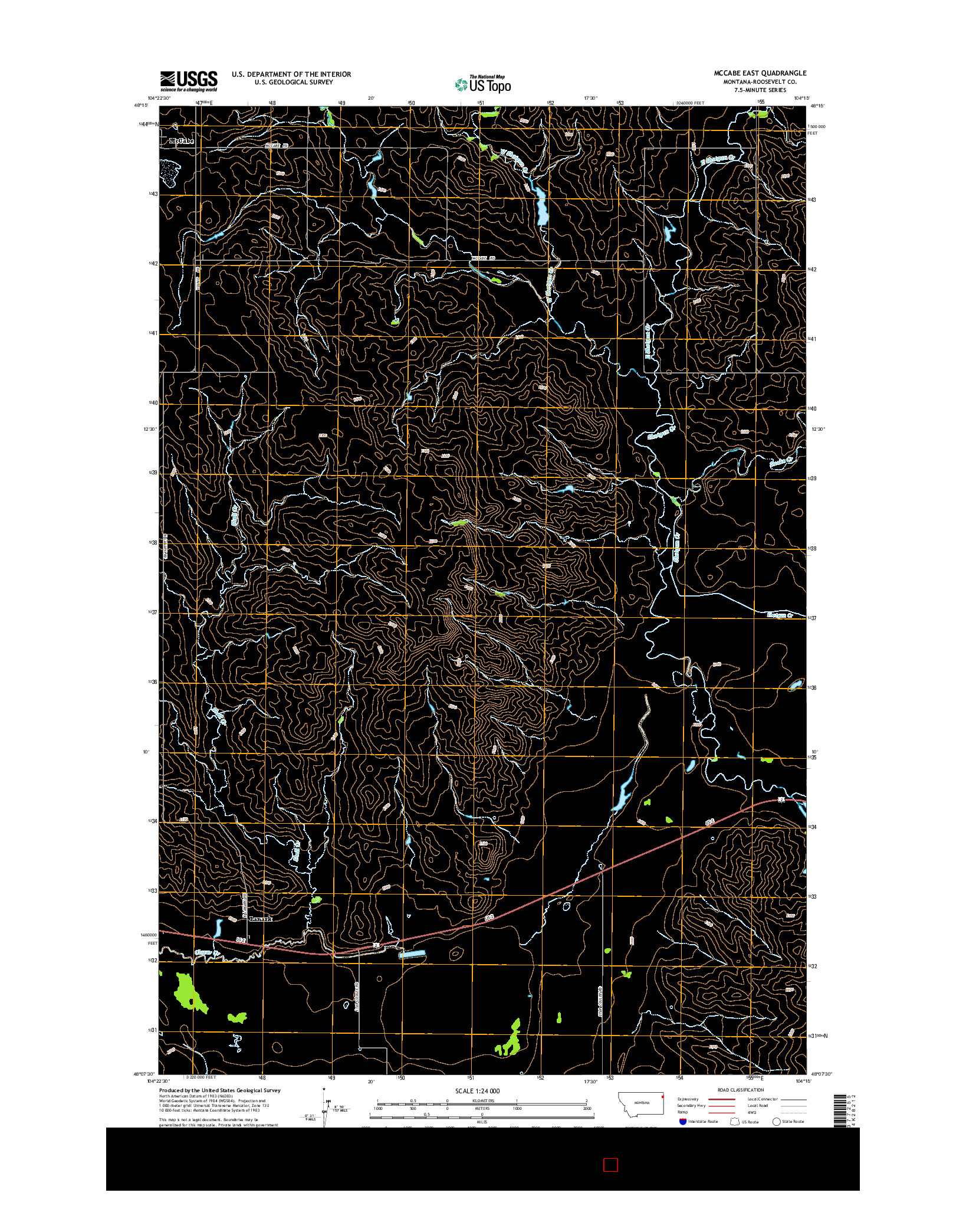 USGS US TOPO 7.5-MINUTE MAP FOR MCCABE EAST, MT 2014