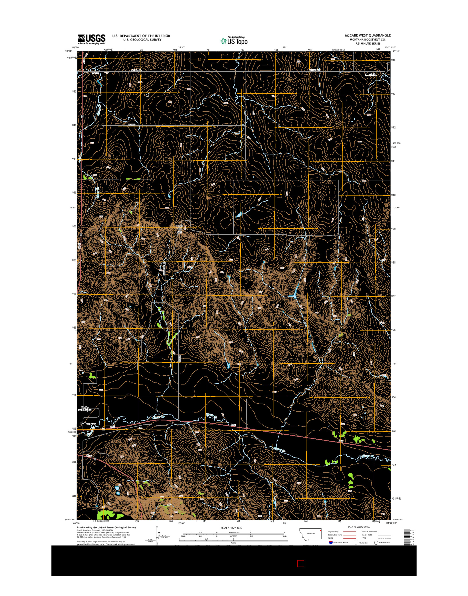 USGS US TOPO 7.5-MINUTE MAP FOR MCCABE WEST, MT 2014