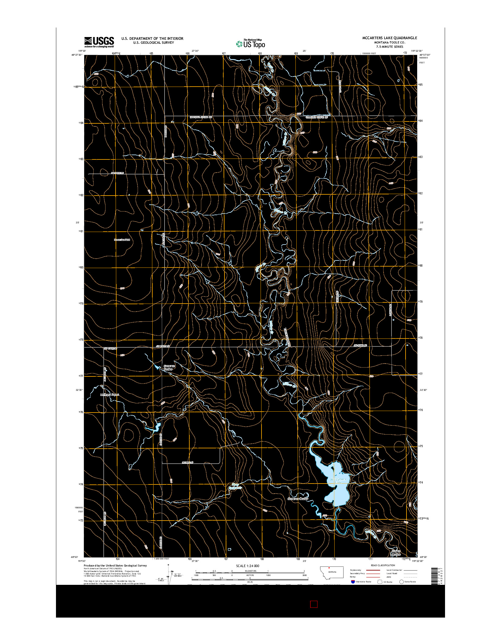 USGS US TOPO 7.5-MINUTE MAP FOR MCCARTERS LAKE, MT 2014