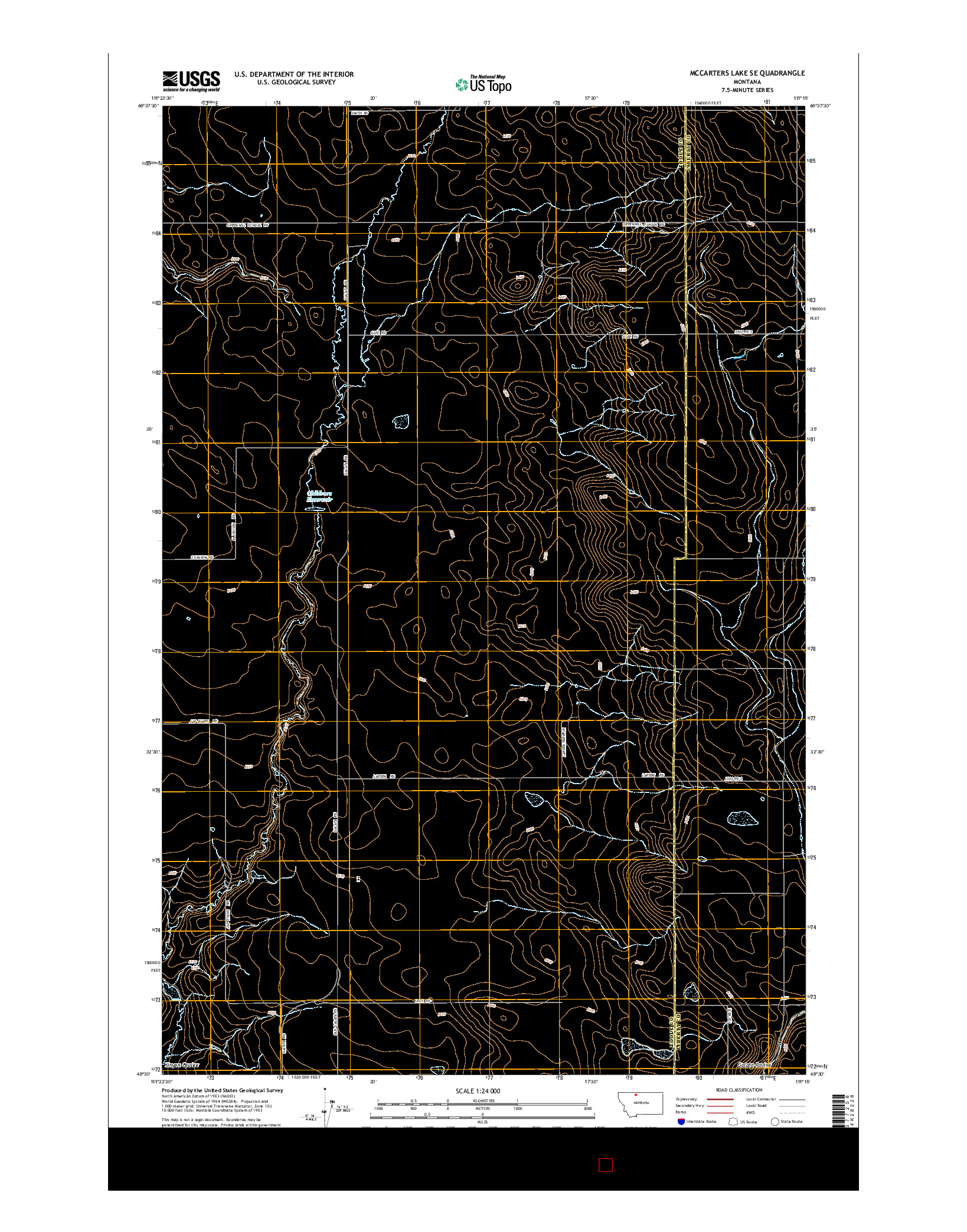 USGS US TOPO 7.5-MINUTE MAP FOR MCCARTERS LAKE SE, MT 2014