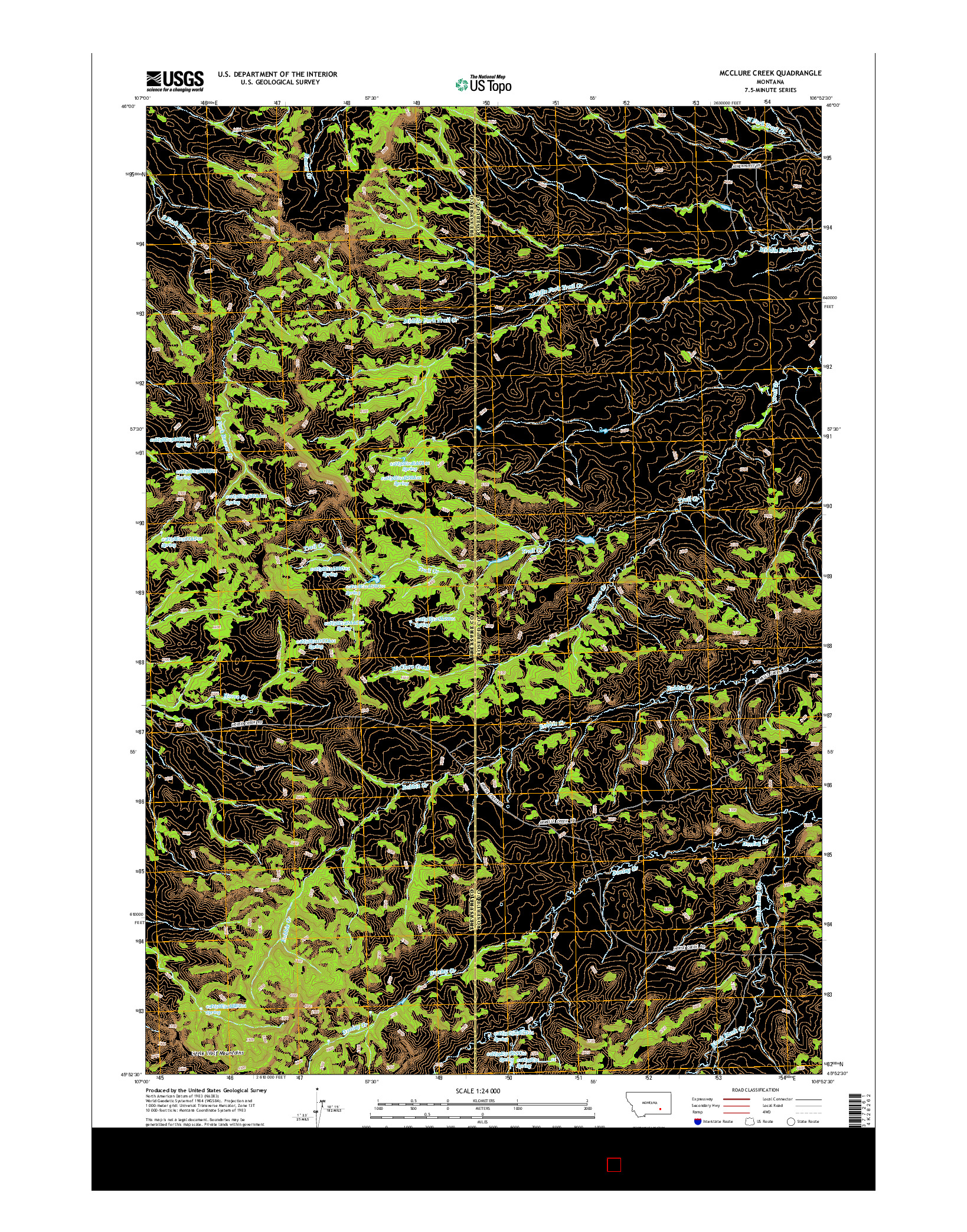 USGS US TOPO 7.5-MINUTE MAP FOR MCCLURE CREEK, MT 2014