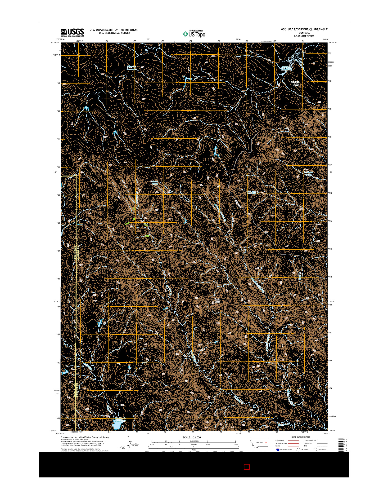 USGS US TOPO 7.5-MINUTE MAP FOR MCCLURE RESERVOIR, MT 2014