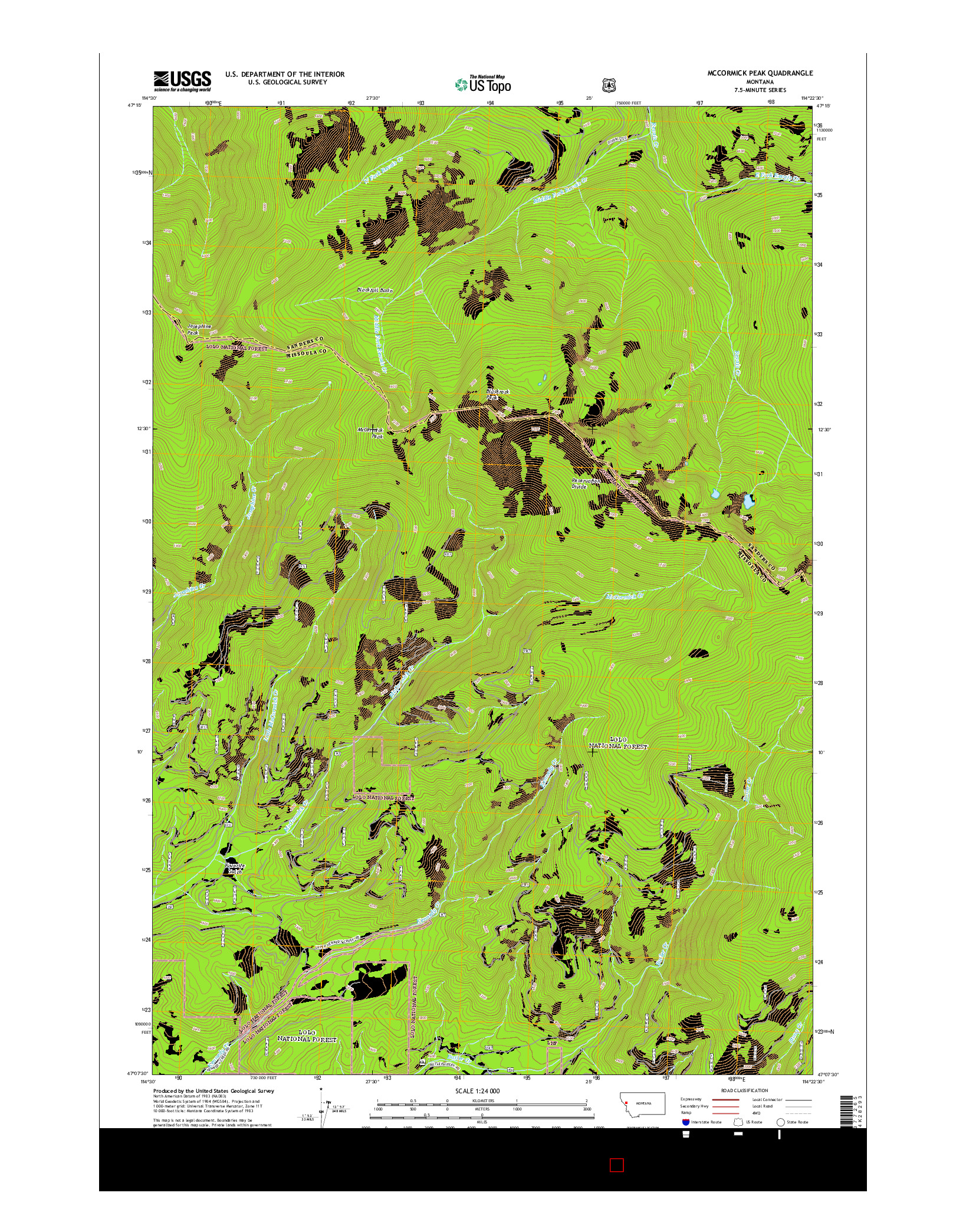 USGS US TOPO 7.5-MINUTE MAP FOR MCCORMICK PEAK, MT 2014