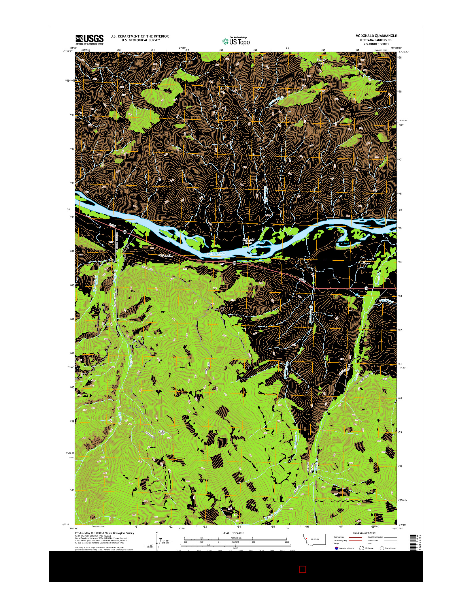 USGS US TOPO 7.5-MINUTE MAP FOR MCDONALD, MT 2014