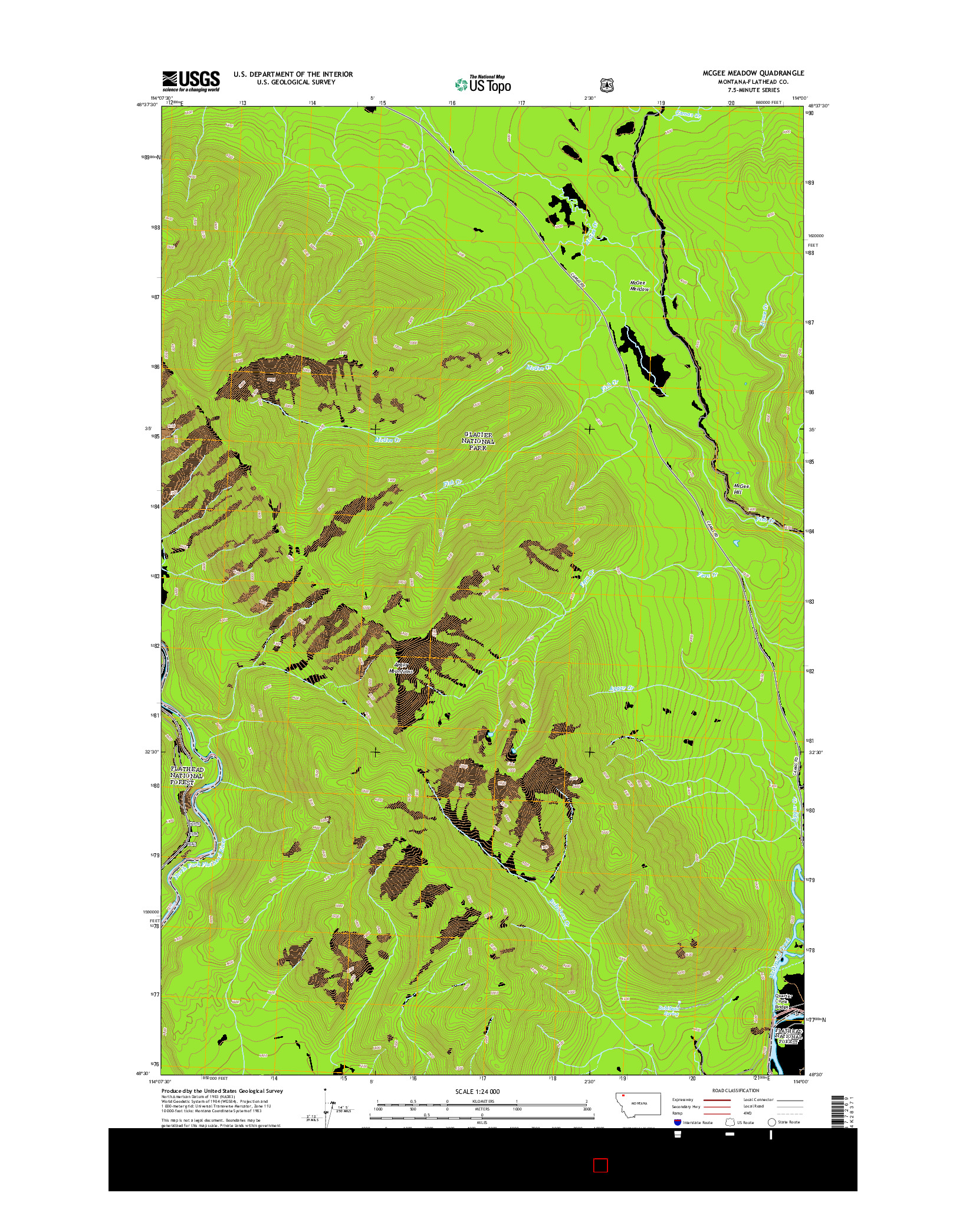 USGS US TOPO 7.5-MINUTE MAP FOR MCGEE MEADOW, MT 2014