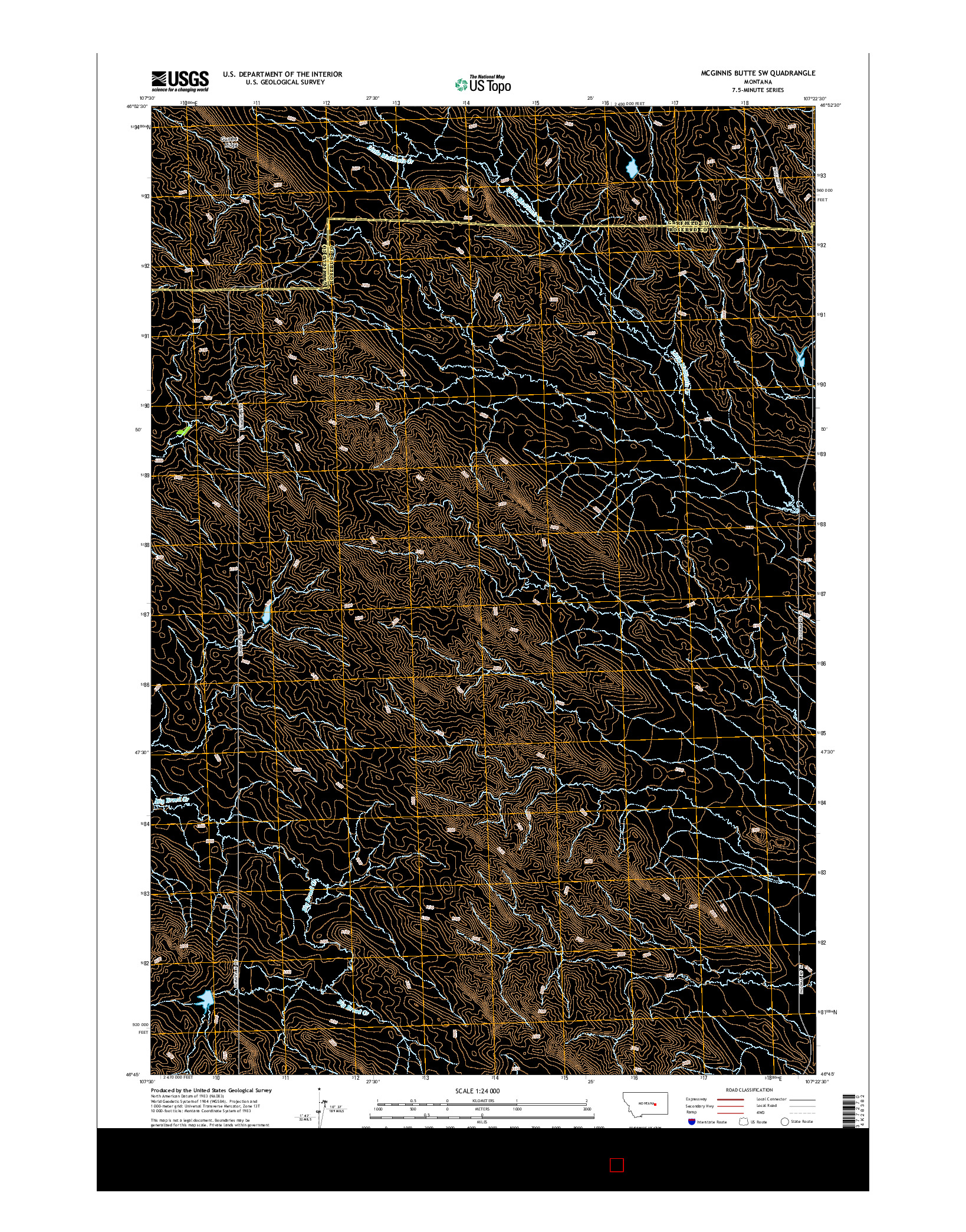 USGS US TOPO 7.5-MINUTE MAP FOR MCGINNIS BUTTE SW, MT 2014