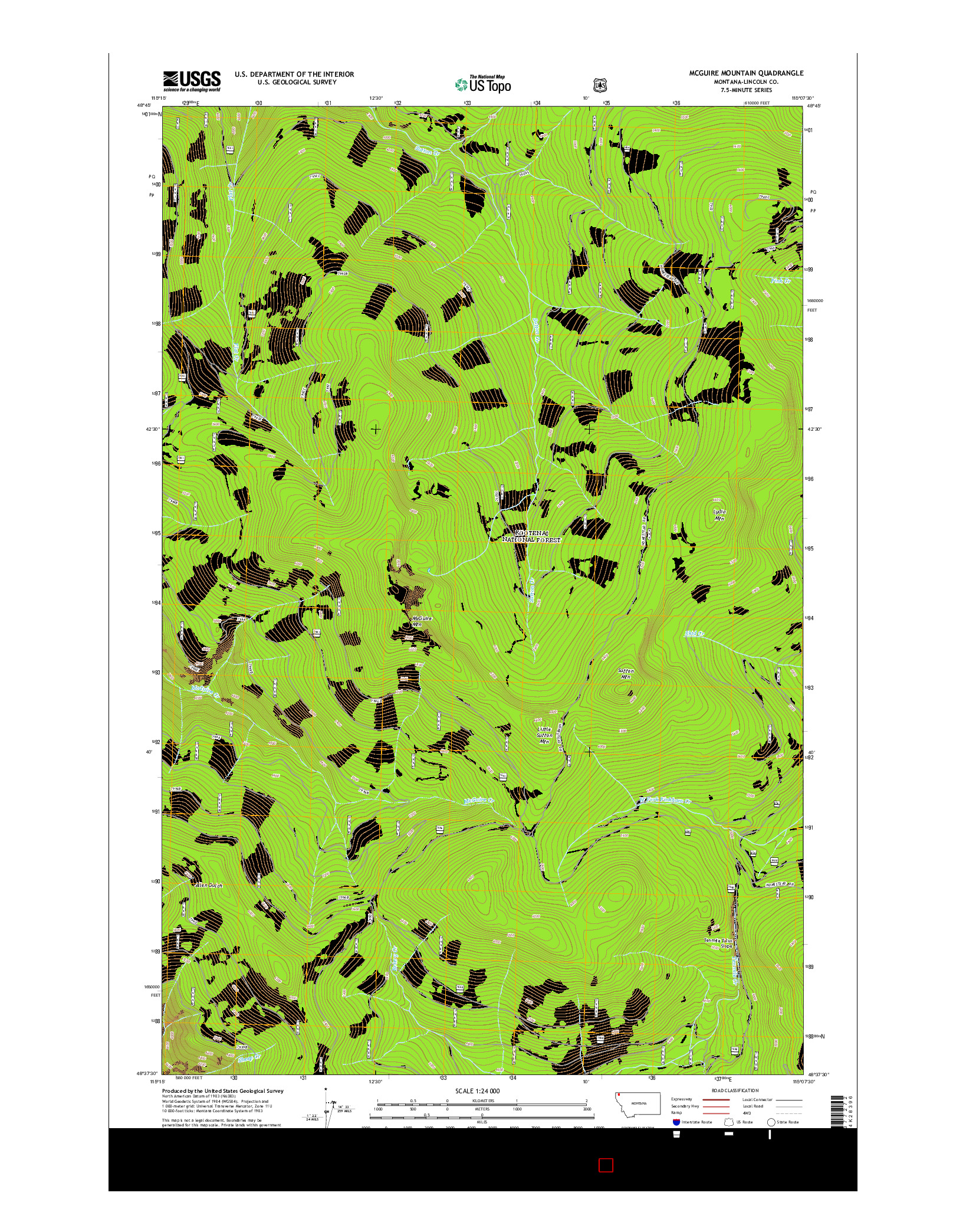 USGS US TOPO 7.5-MINUTE MAP FOR MCGUIRE MOUNTAIN, MT 2014