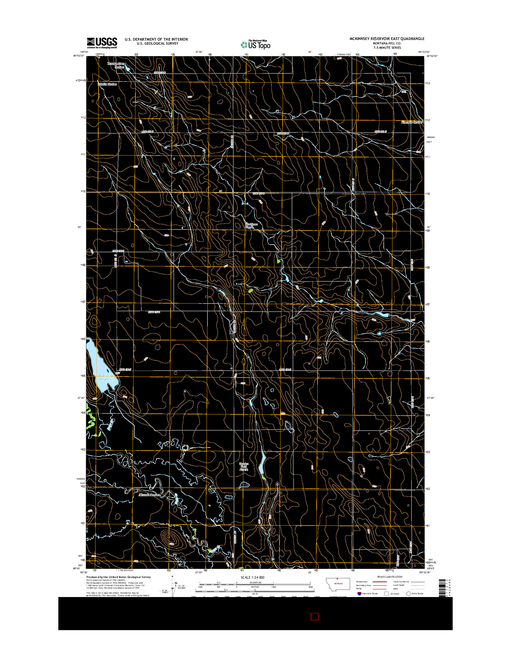 USGS US TOPO 7.5-MINUTE MAP FOR MCKINNSEY RESERVOIR EAST, MT 2014