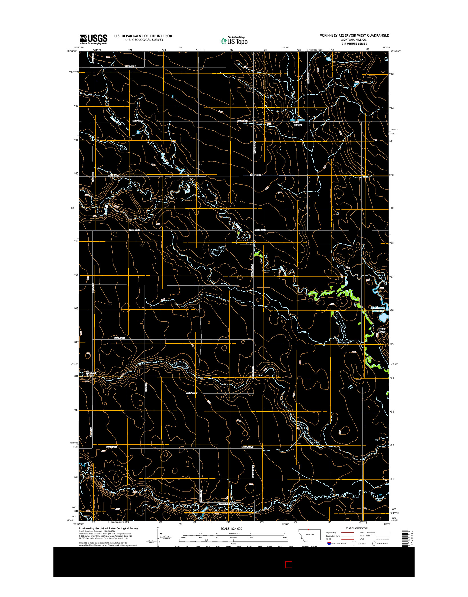 USGS US TOPO 7.5-MINUTE MAP FOR MCKINNSEY RESERVOIR WEST, MT 2014