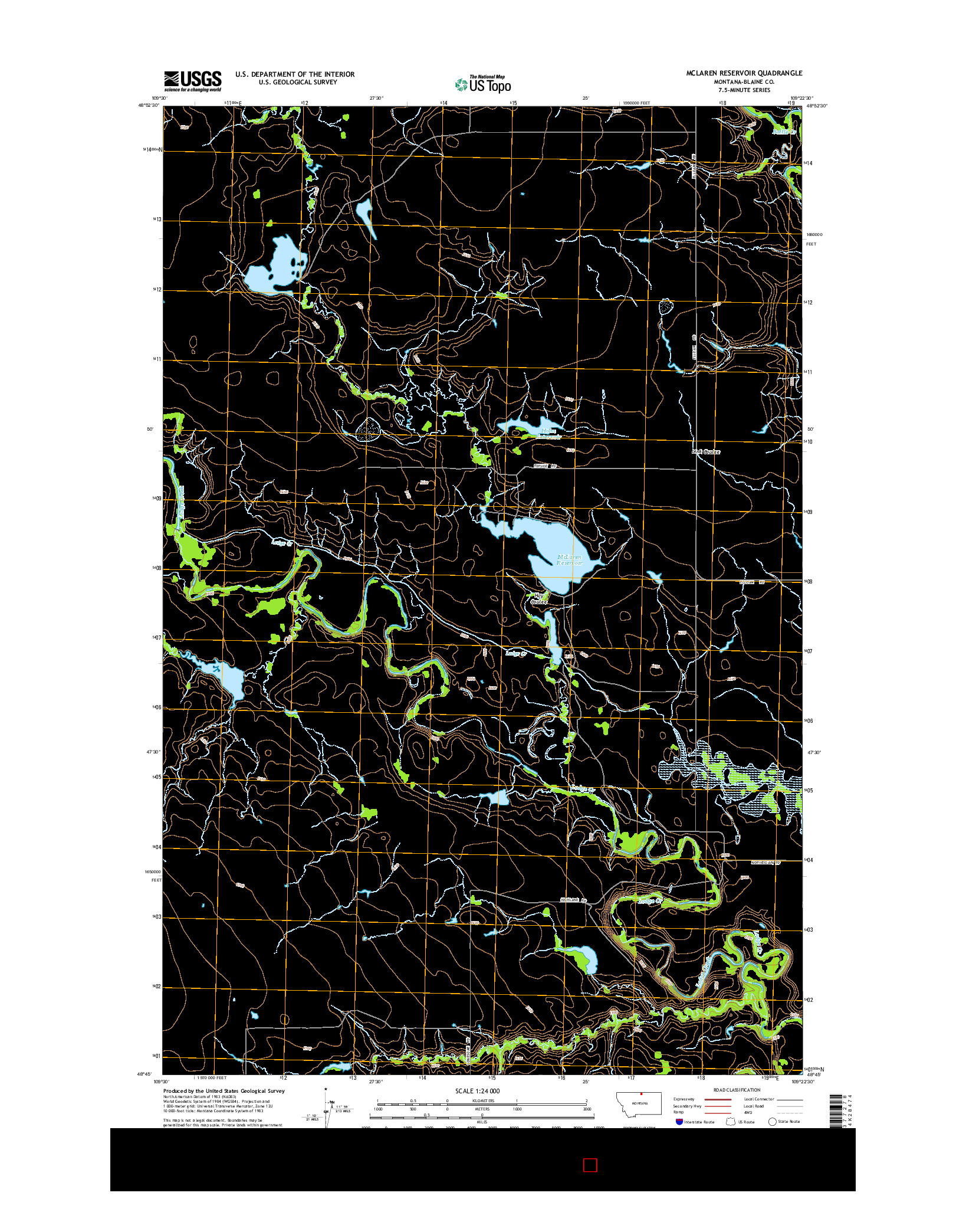 USGS US TOPO 7.5-MINUTE MAP FOR MCLAREN RESERVOIR, MT 2014