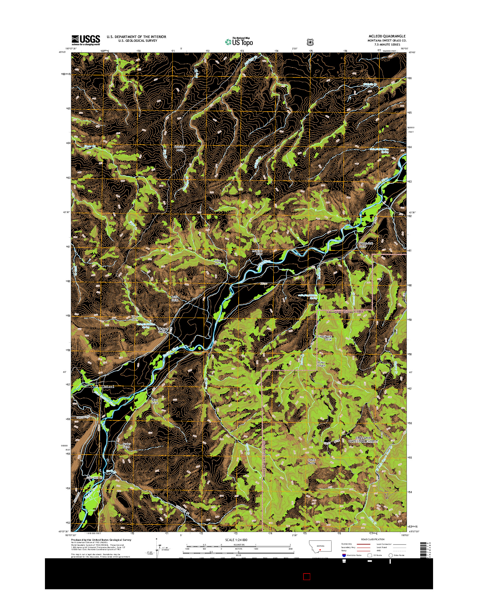 USGS US TOPO 7.5-MINUTE MAP FOR MCLEOD, MT 2014