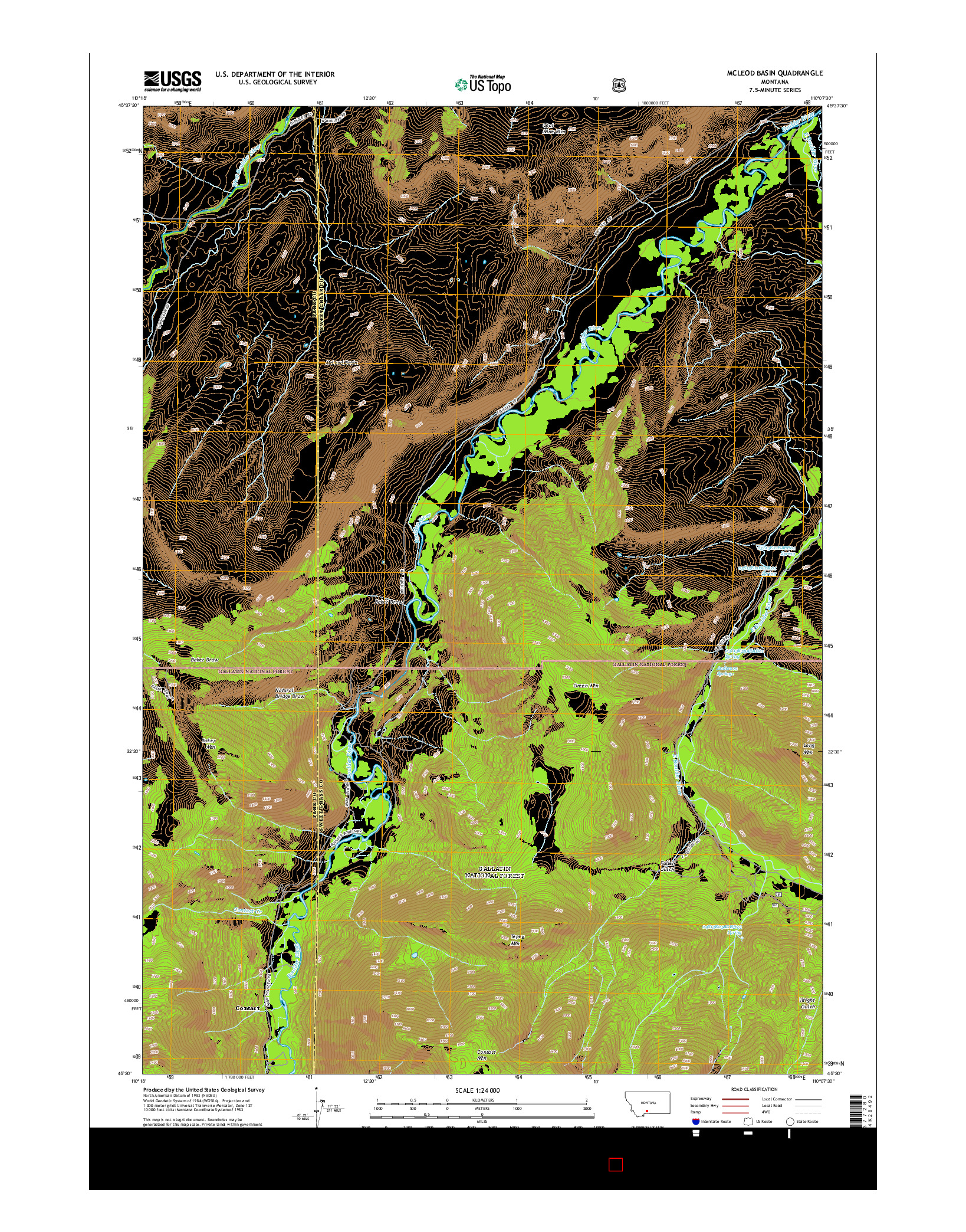 USGS US TOPO 7.5-MINUTE MAP FOR MCLEOD BASIN, MT 2014