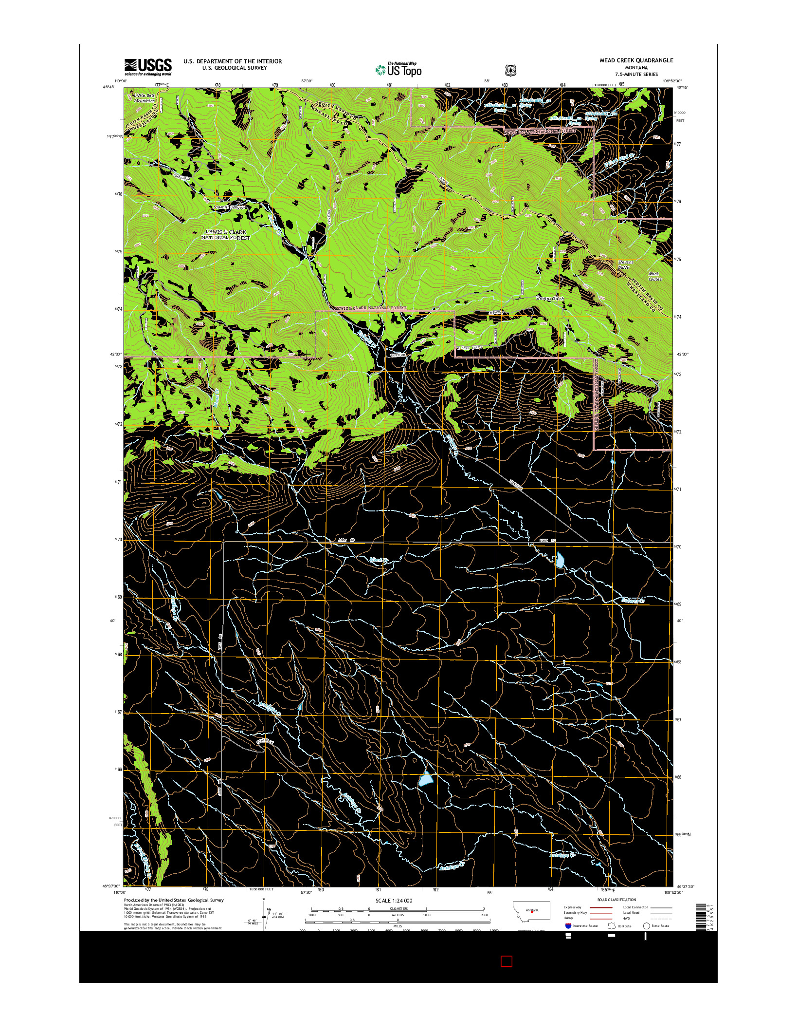 USGS US TOPO 7.5-MINUTE MAP FOR MEAD CREEK, MT 2014