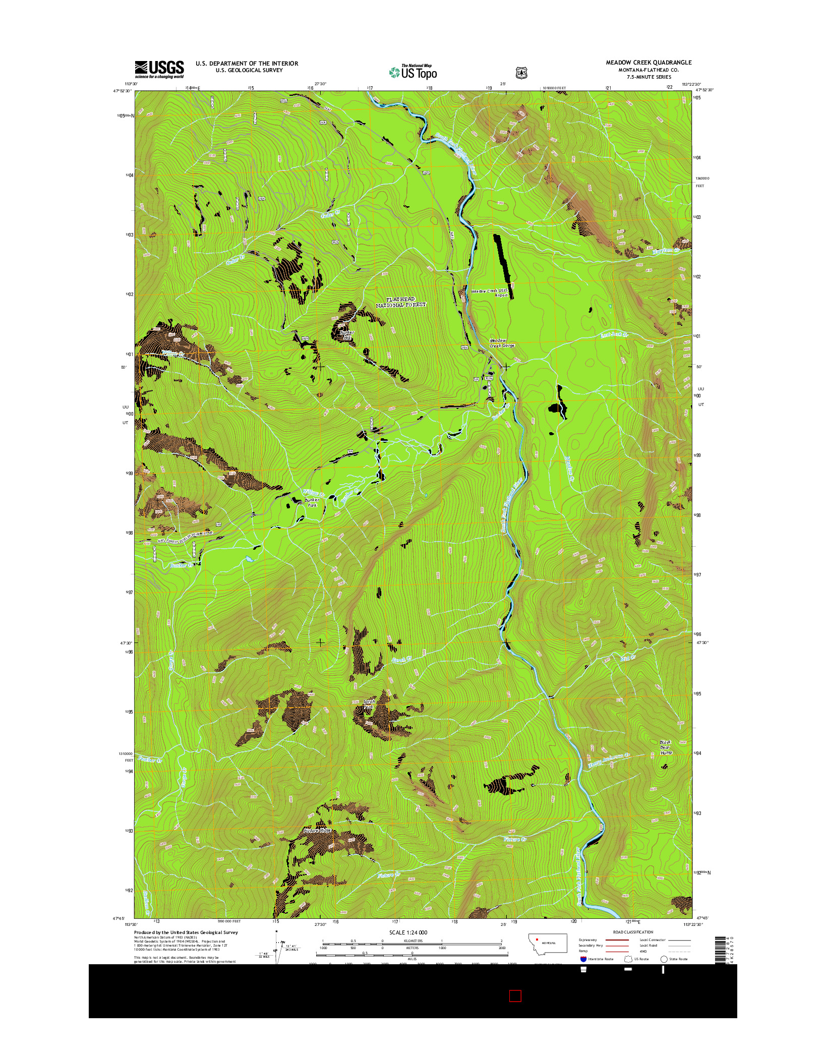 USGS US TOPO 7.5-MINUTE MAP FOR MEADOW CREEK, MT 2014