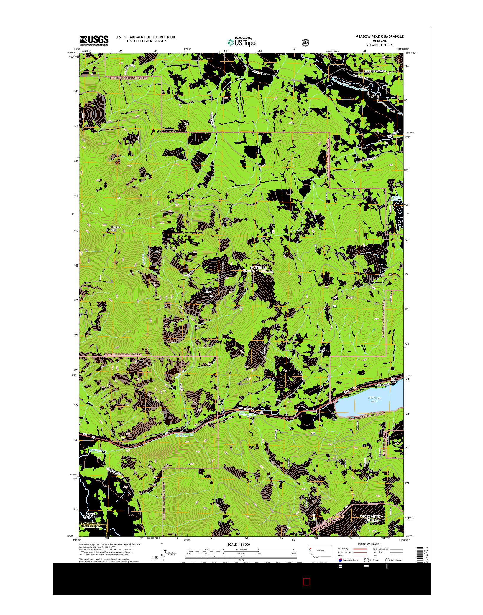 USGS US TOPO 7.5-MINUTE MAP FOR MEADOW PEAK, MT 2014