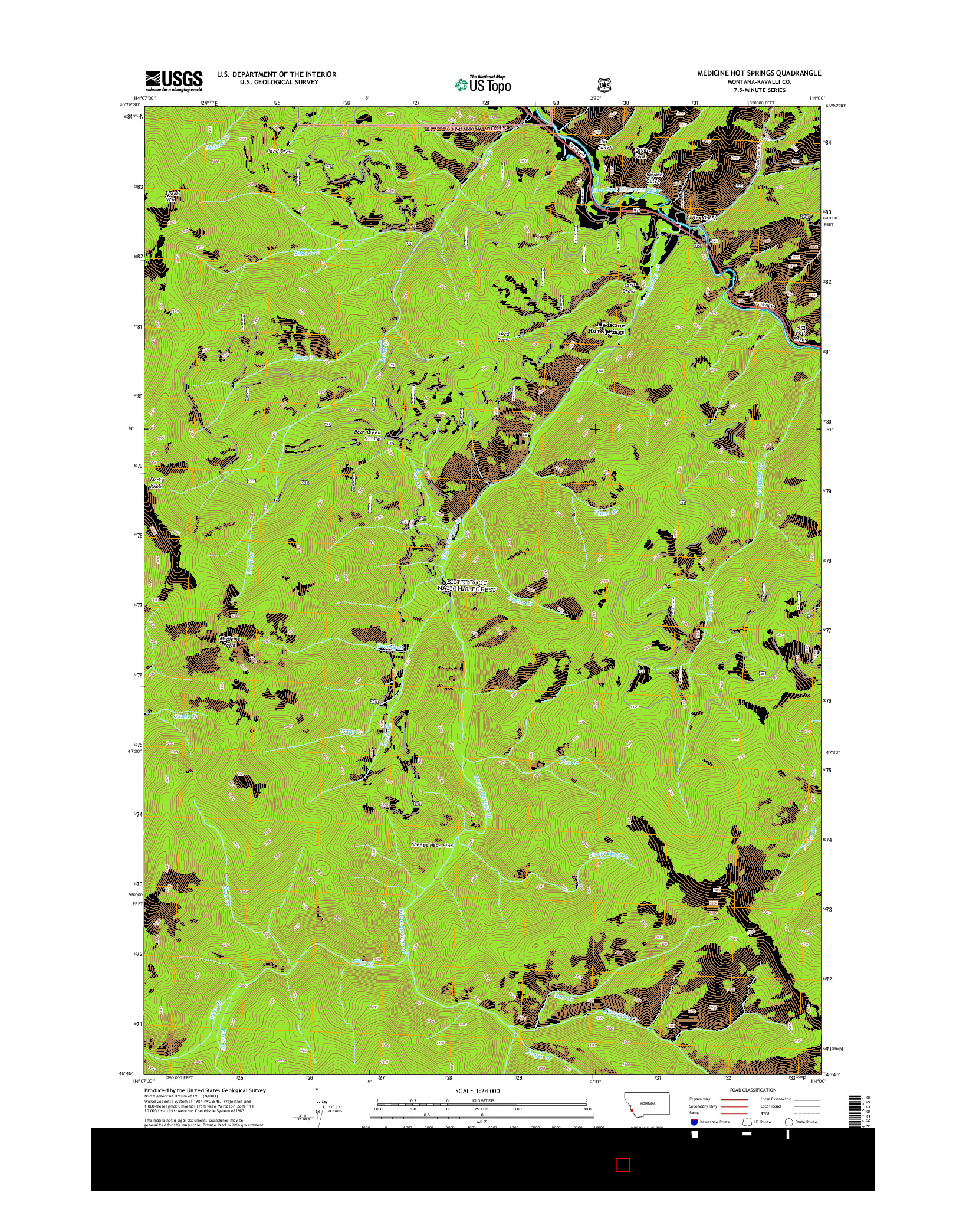USGS US TOPO 7.5-MINUTE MAP FOR MEDICINE HOT SPRINGS, MT 2014